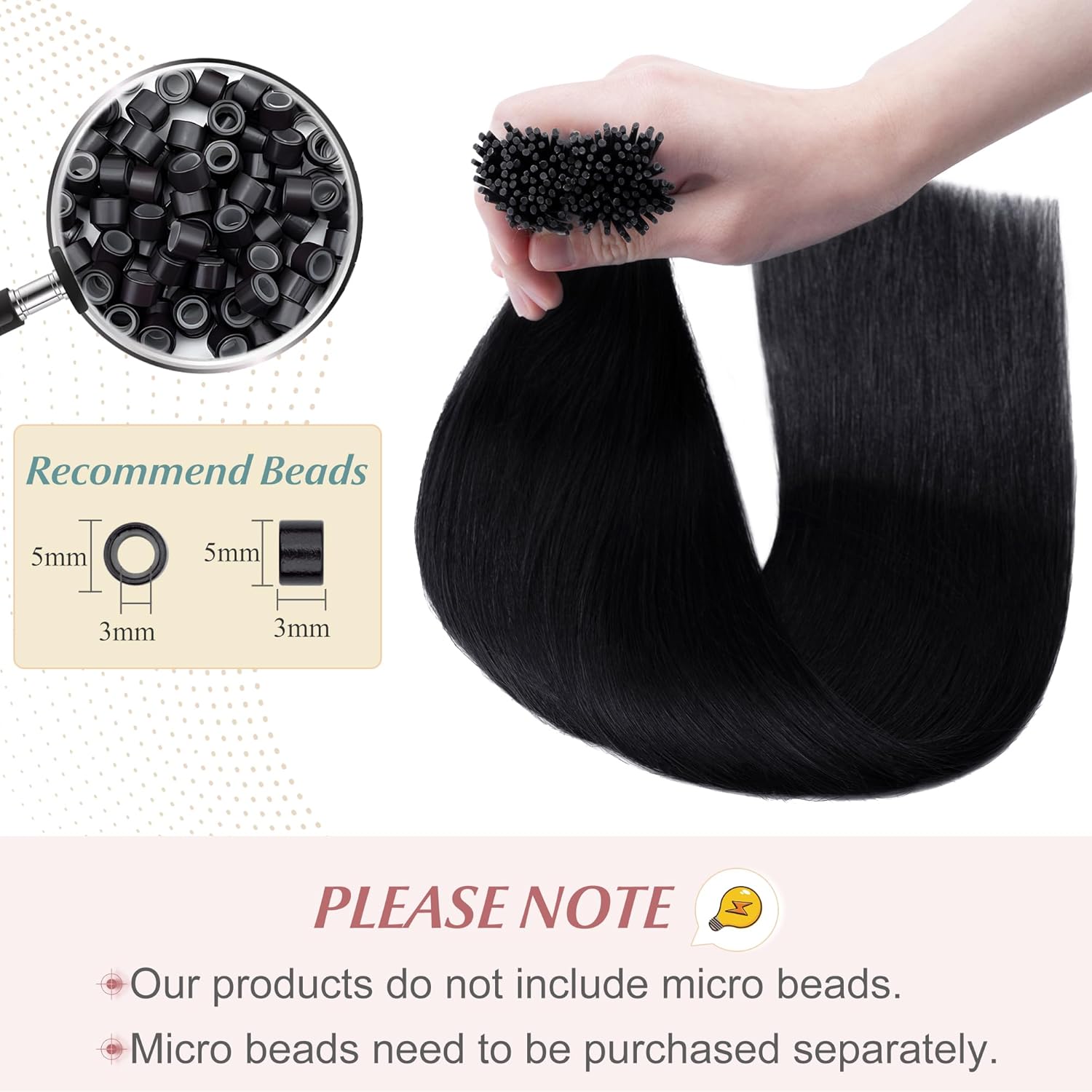SEGO I Tip – Extensiones de cabello humano real, queratina preunida, microperlas de punta, balayage, extensiones de cabello lacio y sedoso, 100