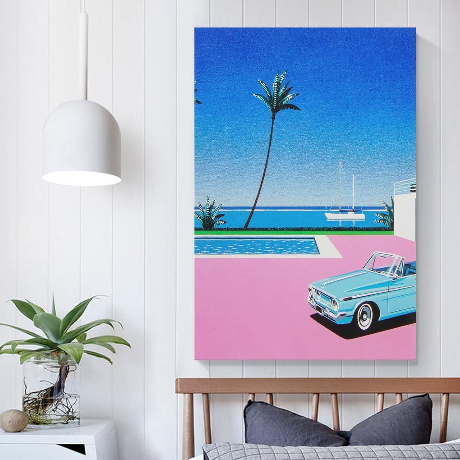 Hiroshi Nagai – Póster de pared con diseño surrealista de paisajes tropicales modernos, 12 lienzos artísticos e impresiones artísticas para pared,