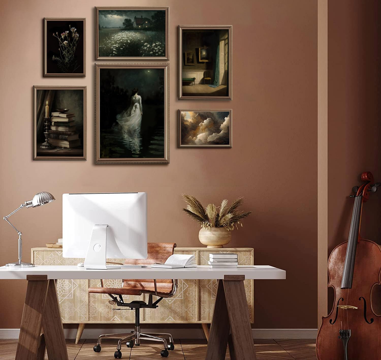 Impresiones artísticas victorianas vintage, arte de pared Dark Academia oscura, póster de retrato de dama vintage, hogar victoriano gótico,