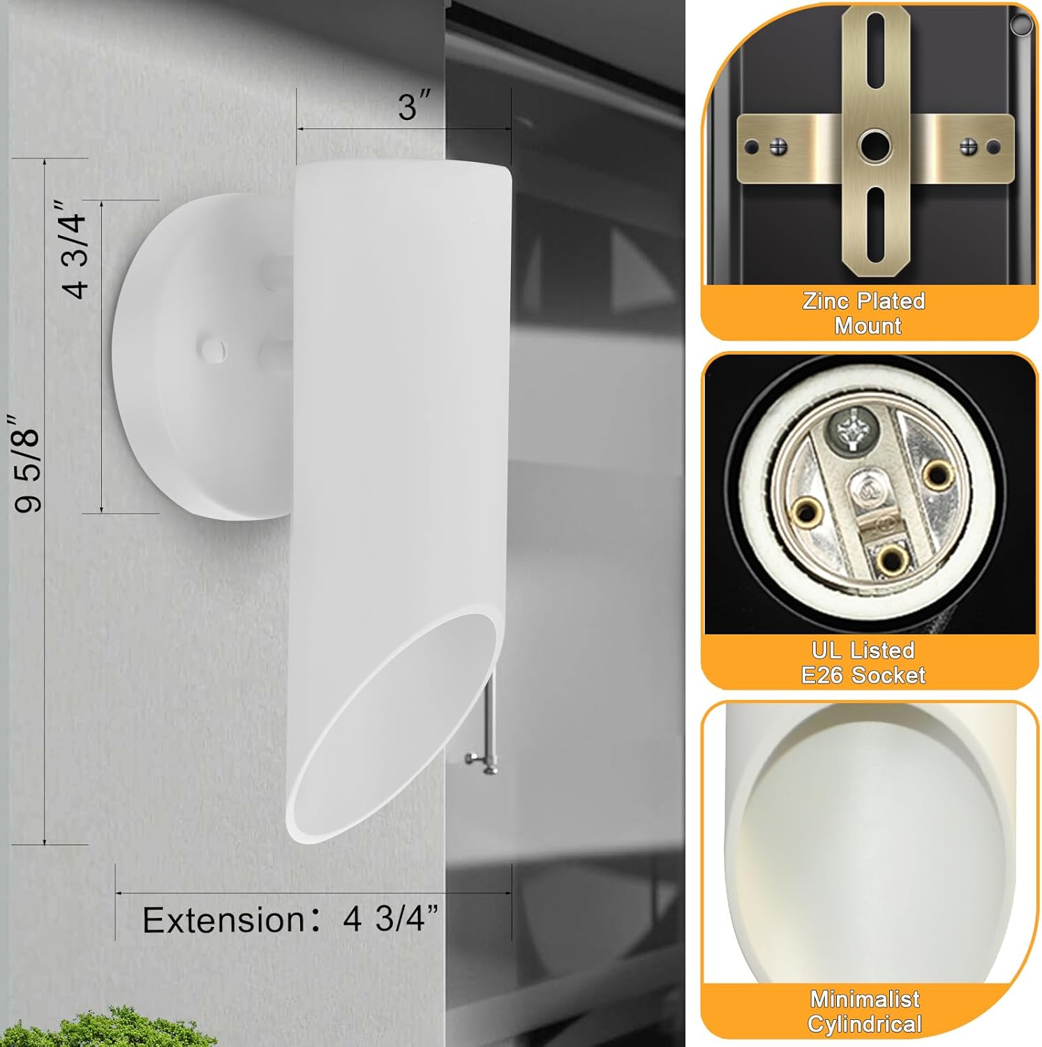 ALVIME – Lámpara de pared para exteriores, linterna moderna impermeable para porche delantero, patio, garaje, aplique exterior antioxidante para