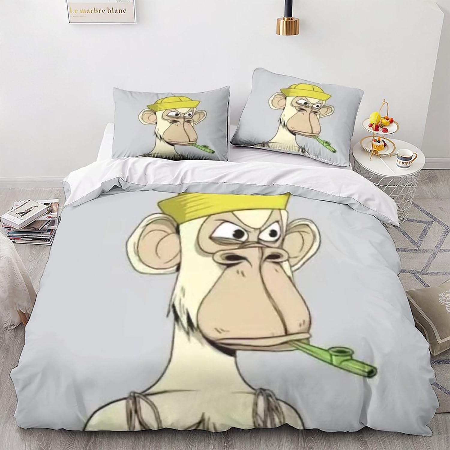 WTEVMAIY Cute Monkey Duvet Cover Microfiber Animal Duvet Cover Set,Soft and Breathable with Zipper Closure Suitable for Recognizing Children