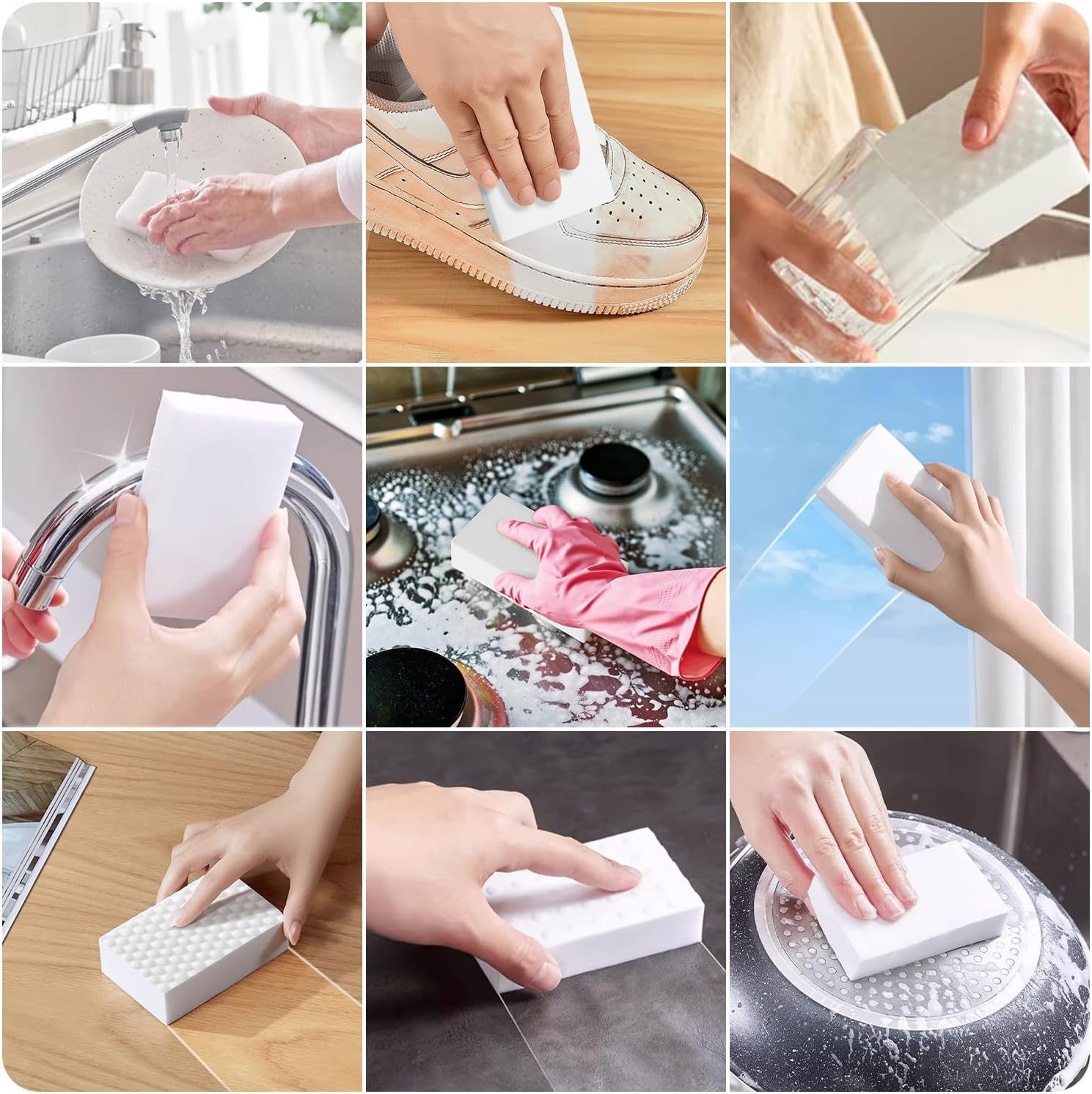 Borrador de esponja mágica, paquete de 10 esponjas de melamina extra gruesas de densidad 2X, almohadillas de limpieza extra grandes, espuma de