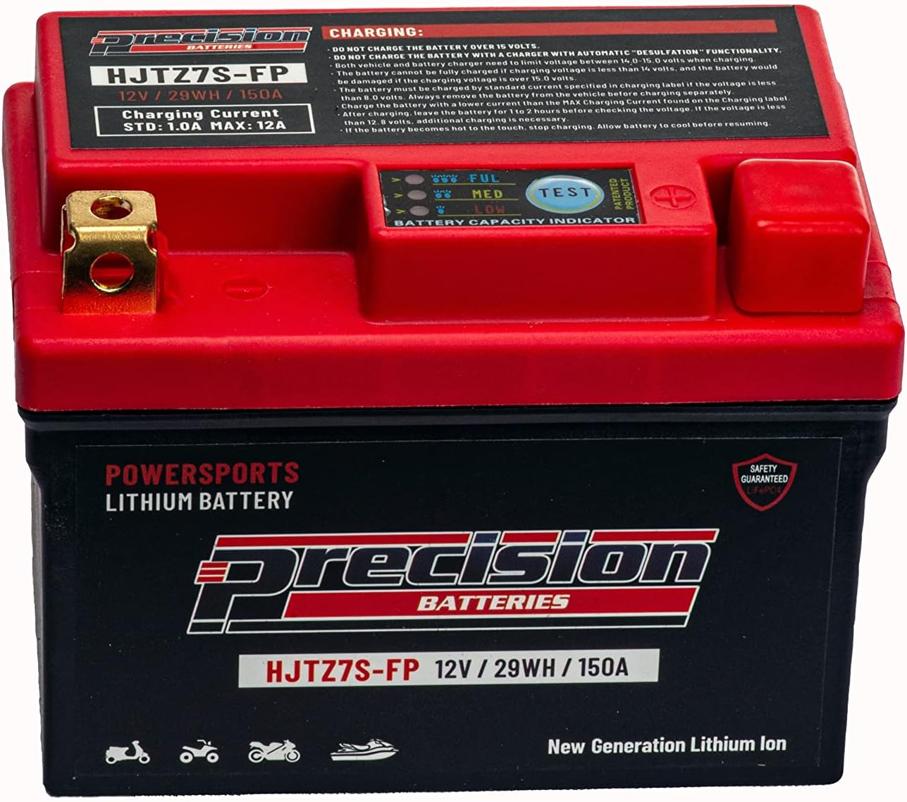 Precision HJTZ7S-FP Lithium-Ion Battery Replacement for Honda 250CC CRF250X 2004-2017, 12 Volt 29 WH 150 CCA