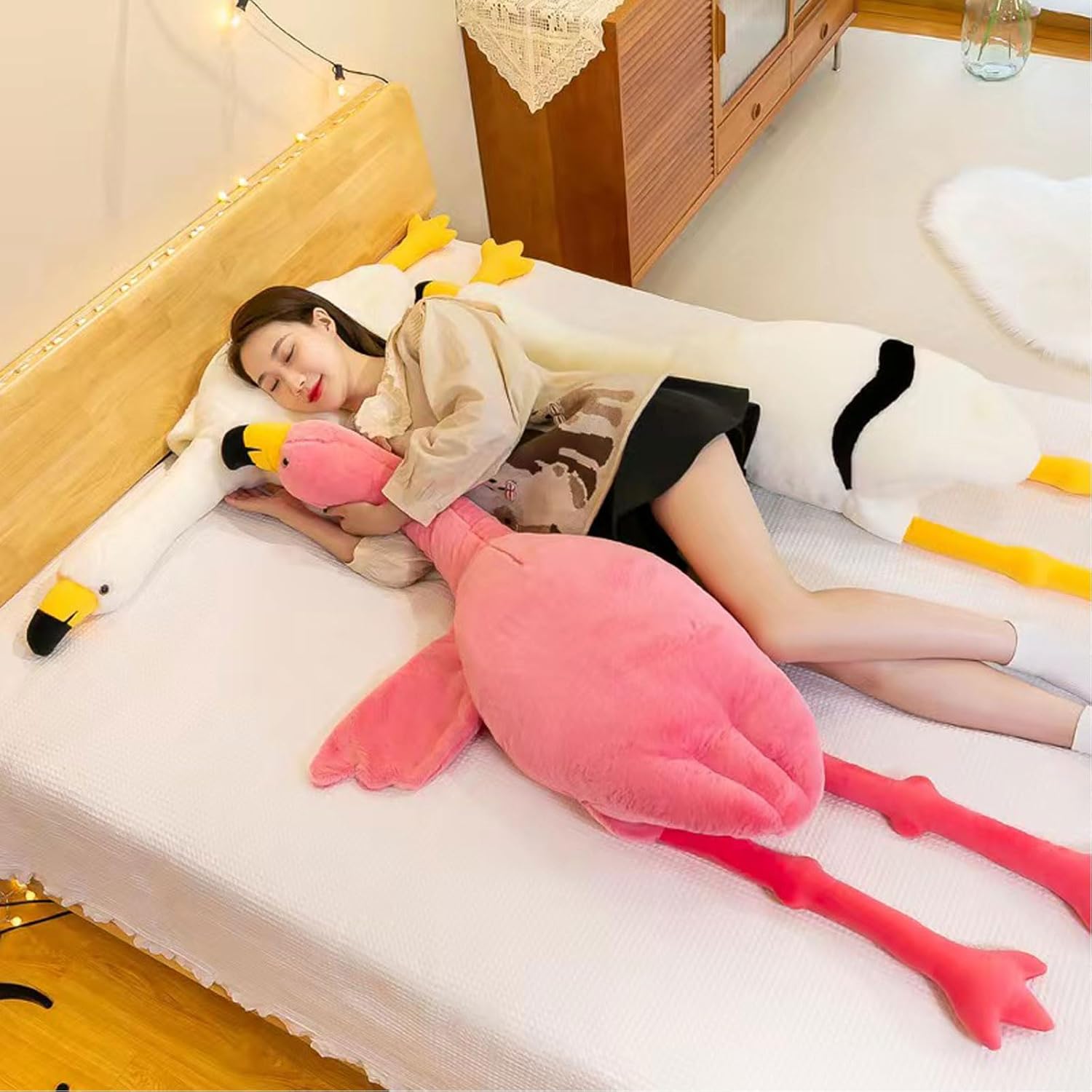 XQEYNT Almohada de peluche de flamenco de 63 pulgadas, muñeca de peluche gigante de flamenco rosa, juguetes de peluche para niños, regalos de