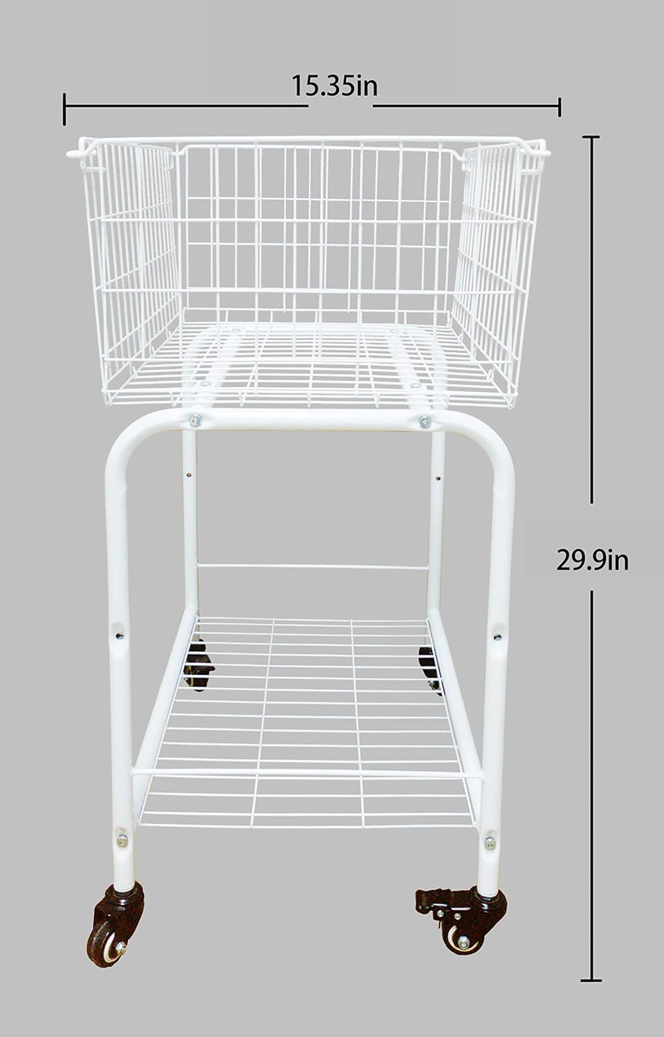 Cesta para almacenamiento de prendas, fácil de mover con ruedas tiene freno, cesta de lavandería, color blanco, cesta rodante