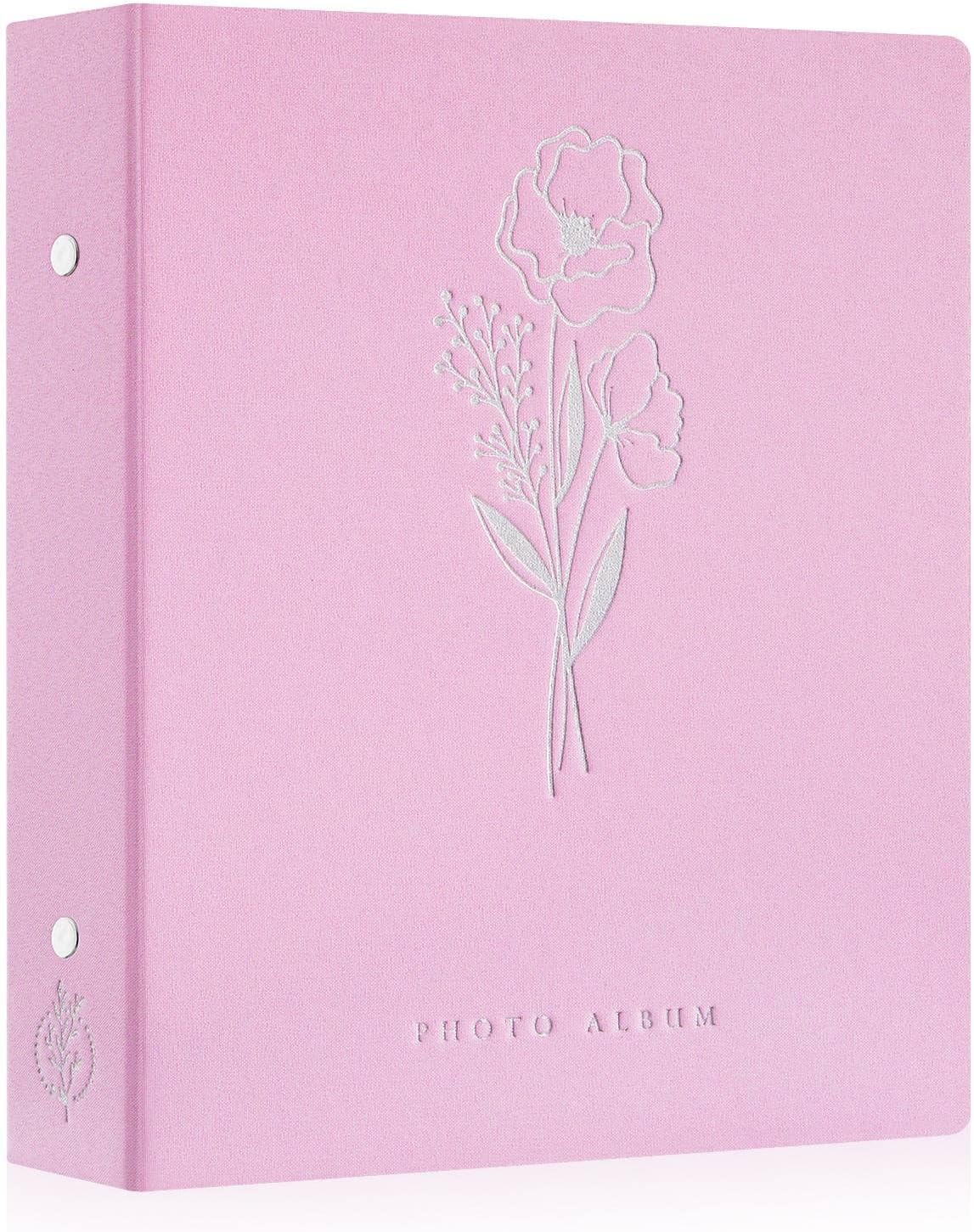 Lanpn Álbum de fotos de 4 x 6 pulgadas, 400 bolsillos, álbumes de fotos de lino con capacidad para 400 imágenes verticales, solo color rosa