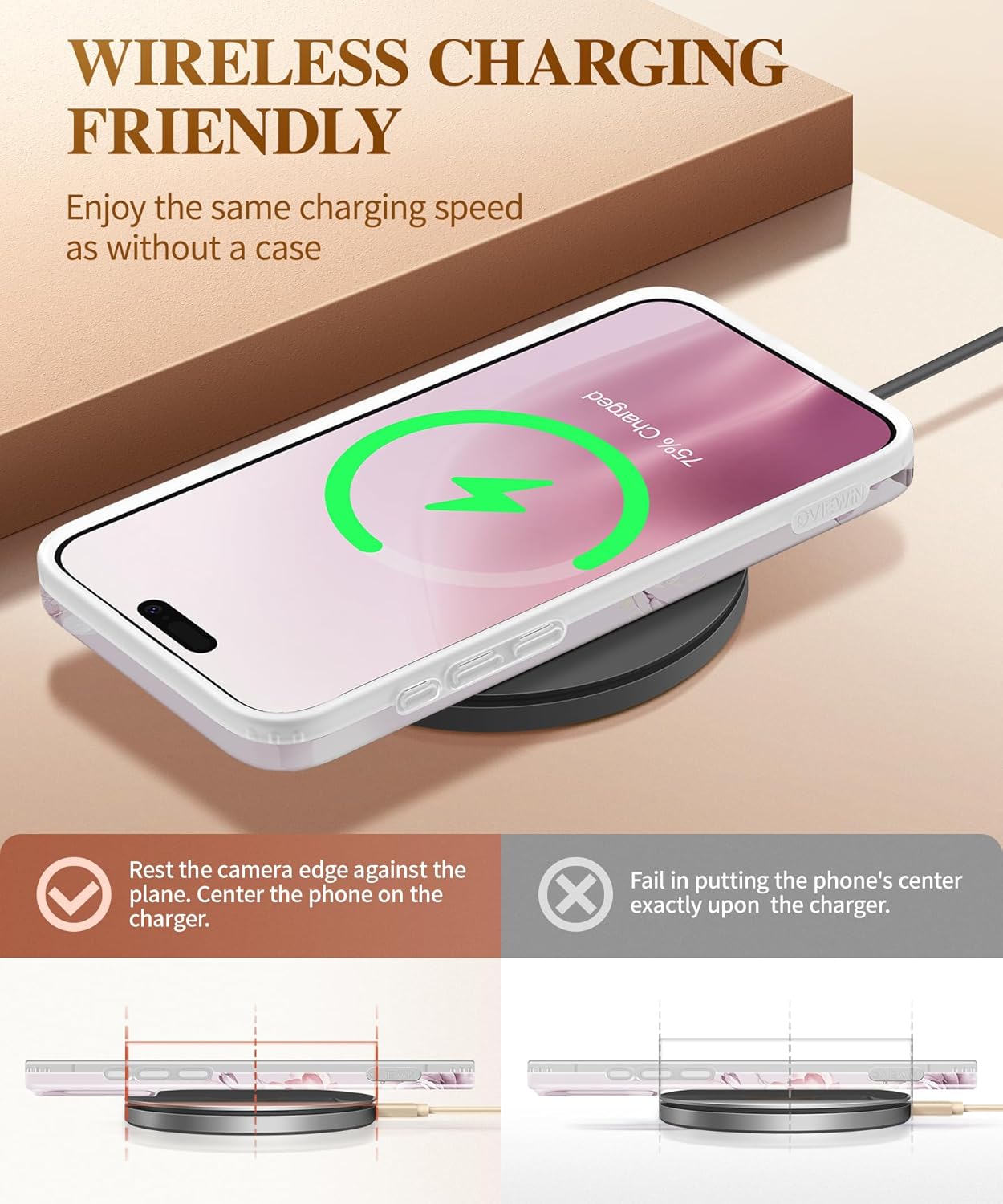 GVIEWIN Funda compatible con iPhone 15 Pro Max de 6.7 pulgadas, protector de pantalla + protector de lente de cámara, protección contra caídas a