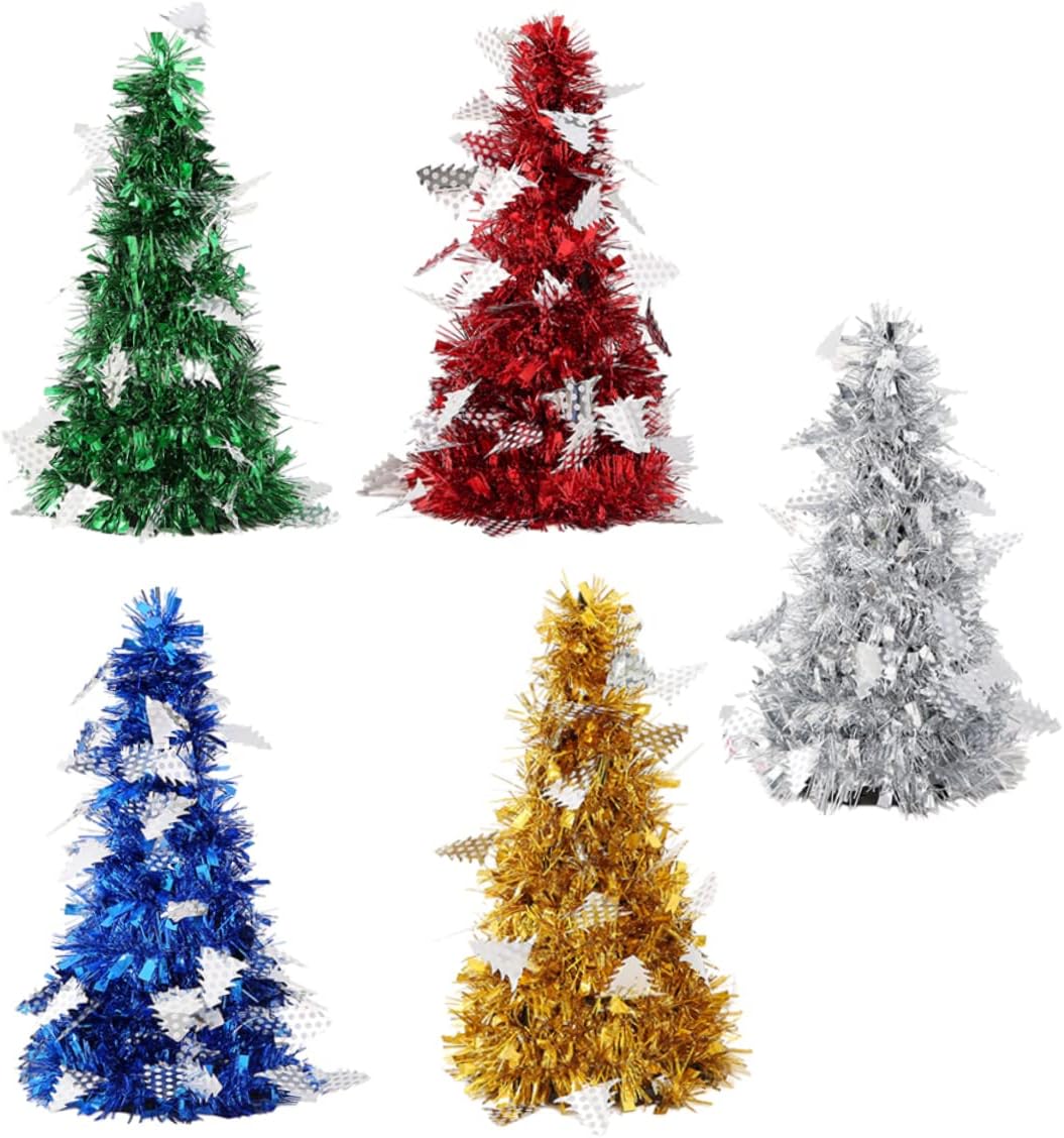 Árbol de Navidad metálico, 5 piezas, árbol de cedro artificial, centros de mesa, árboles de sisal, árbol de Navidad en miniatura, escritorio,
