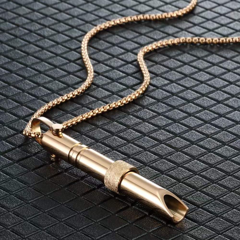 Collar de ansiedad, collar de respiración silenciosa, collares de ansiedad para mujeres y hombres, collar de respiración consciente (oro rosa), No