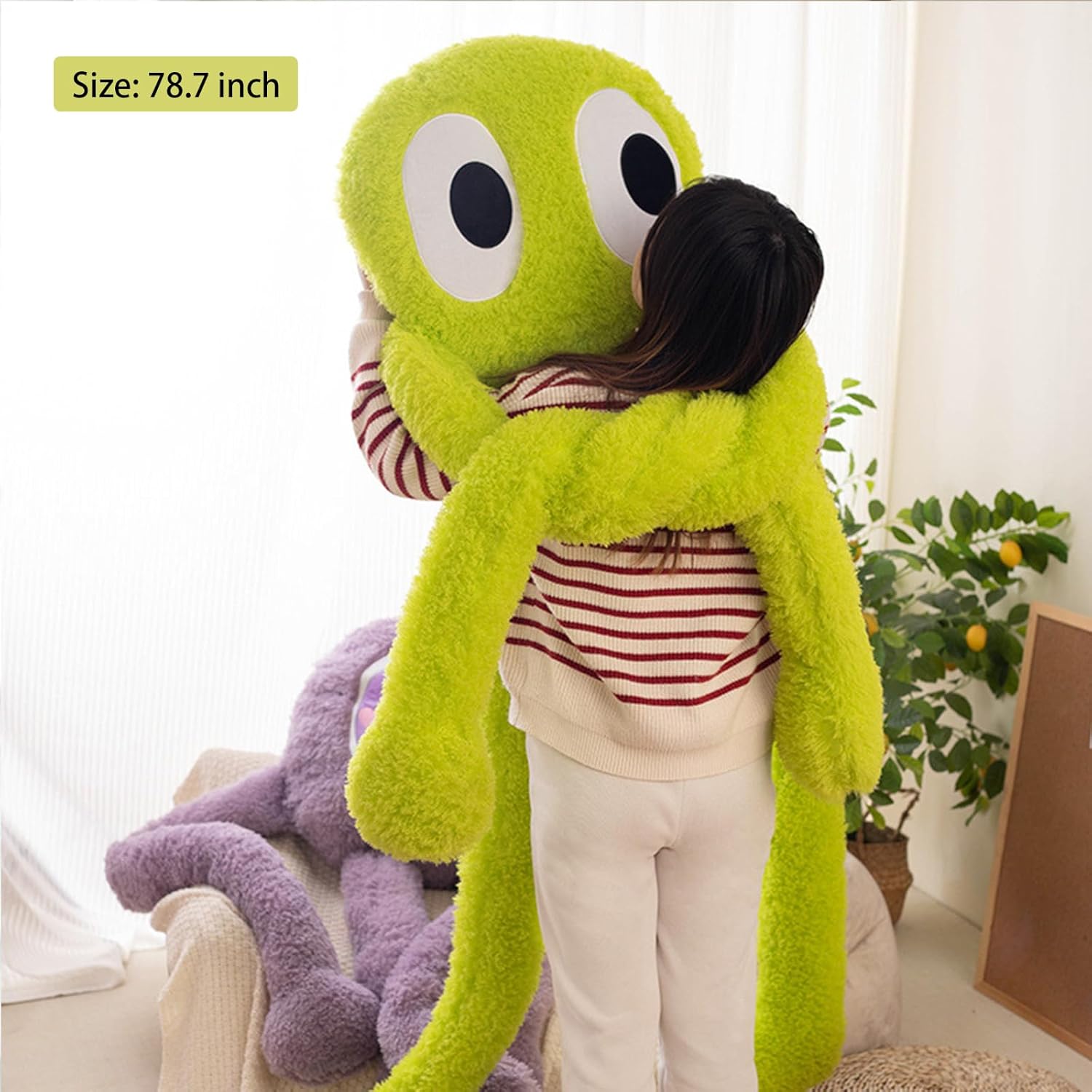 Animales de peluche de pulpo, juguete gigante de pulpo de patas largas, 78.7 pulgadas, suave pulpo de peluche, almohada de peluche de animales del