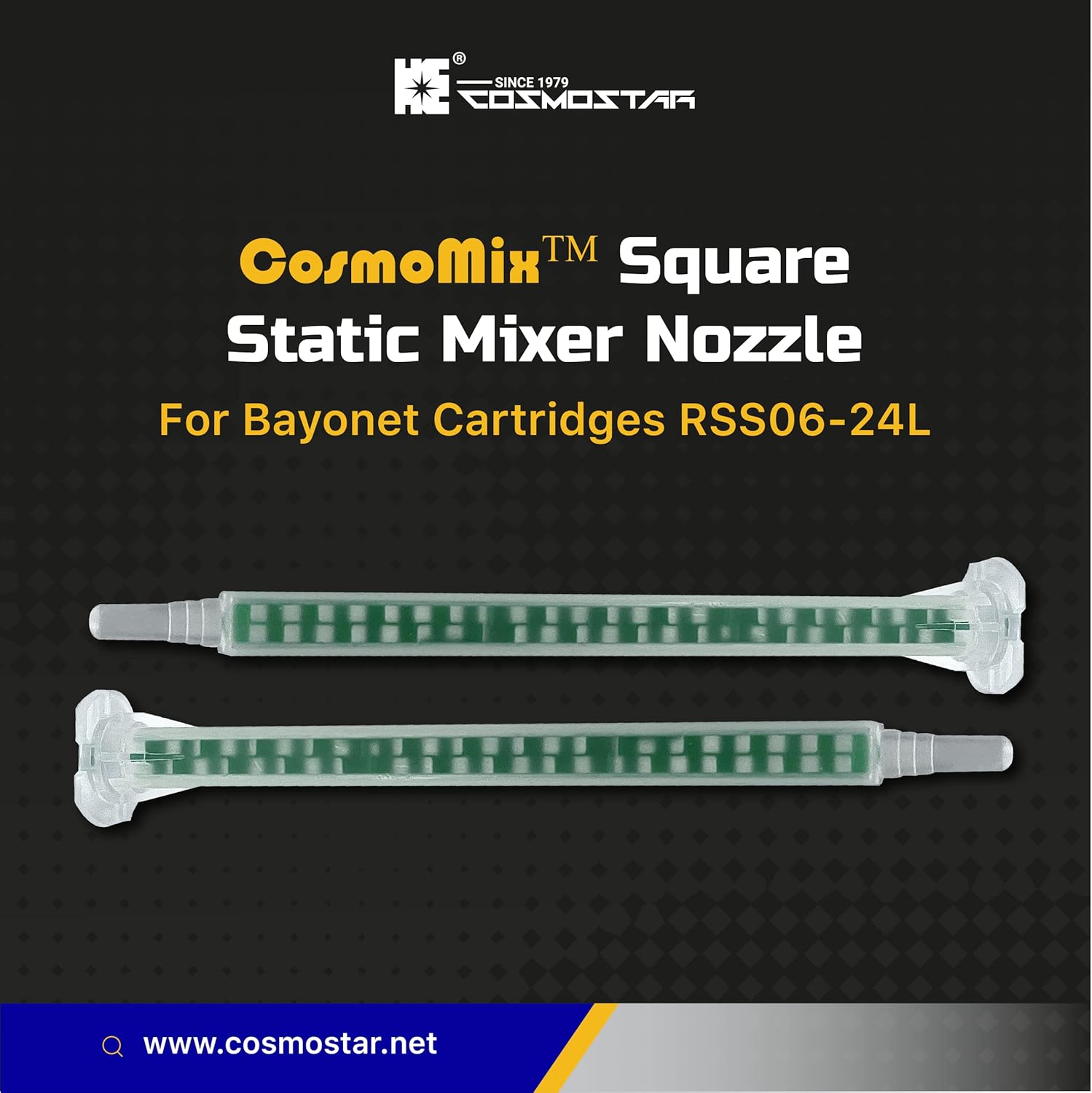 CosmoMix – Punta de tubo de boquilla mezcladora estática cuadrada, boquilla de mezcla de epoxi, punta de cartuchos adhesivos para aplicador manual,