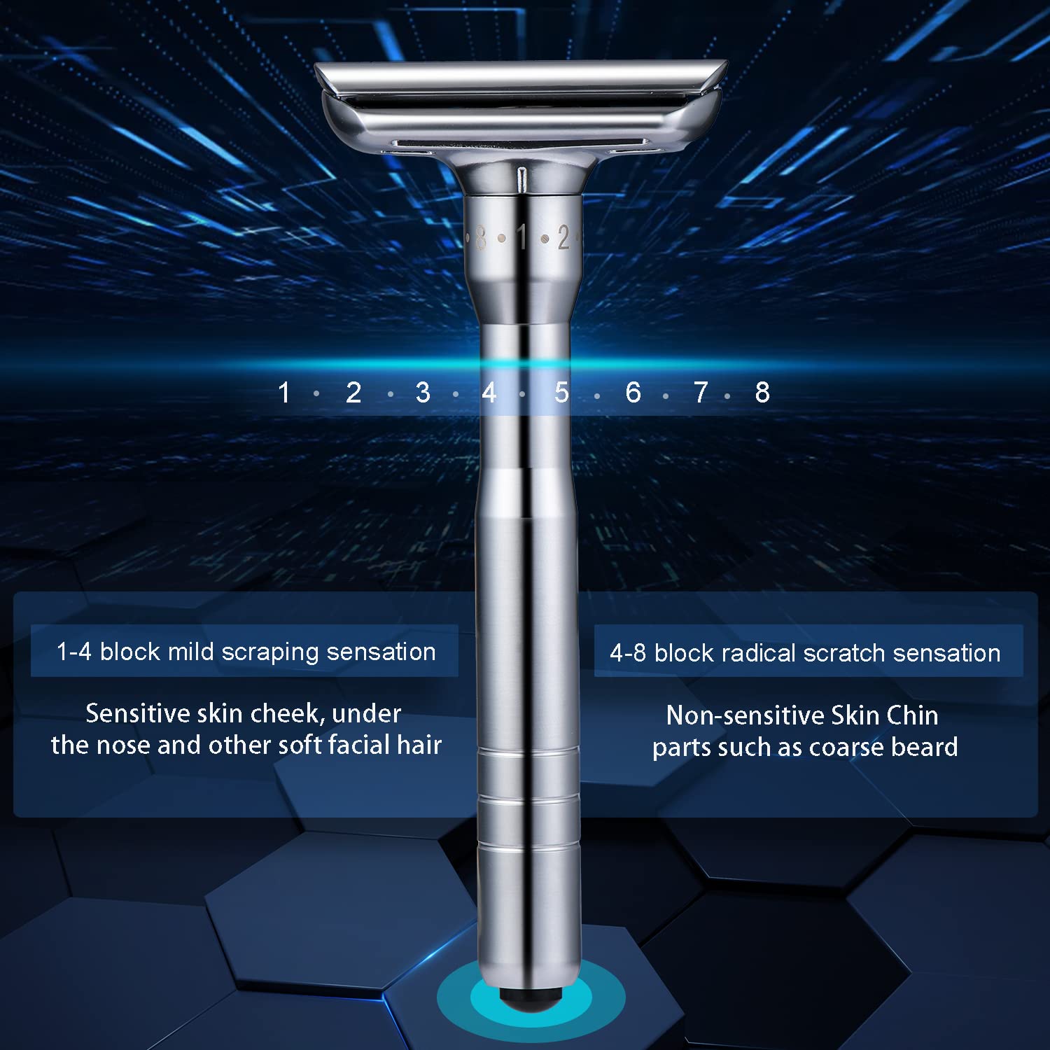 Safety Razor – Maquinilla de afeitar de seguridad para hombre, afeitadora de doble filo, afilada ajustable de 8 velocidades con 10 cuchillas