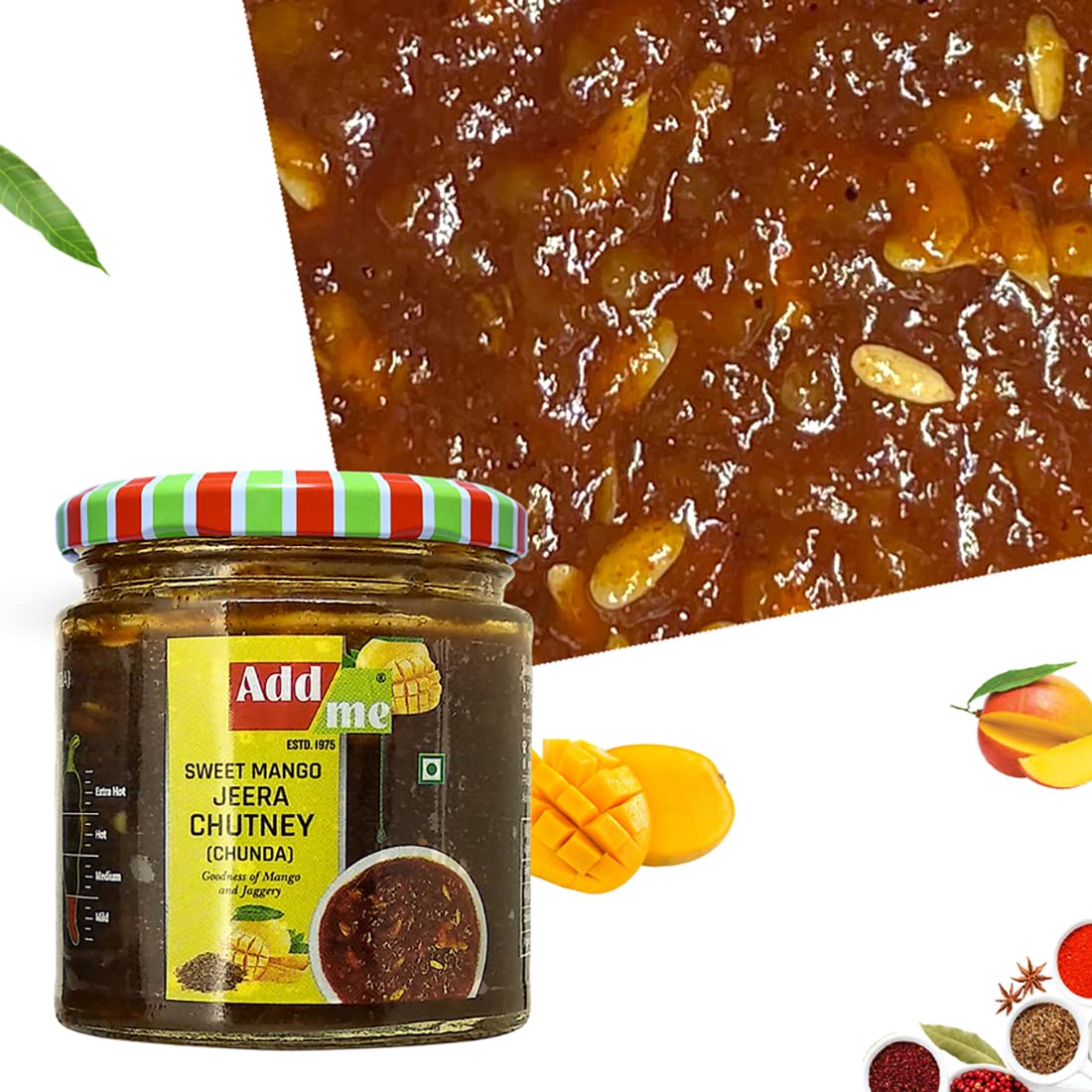 Add me Chutney dulce de mango con jeera Chutney 7.05 oz chundo khatta meetha sin aceite Chunda Pickle Mermelada de mangoConserva en especias Dip