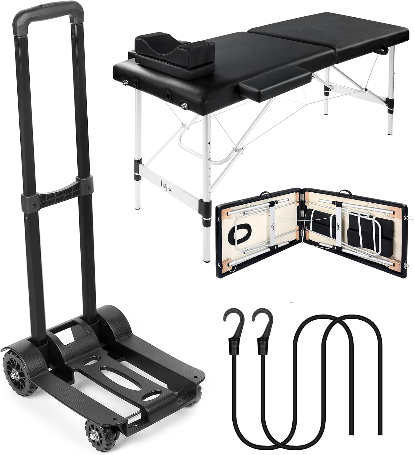 Masajeo Cama de pestañas para extensiones de pestañas con carrito portador de mesa de masaje