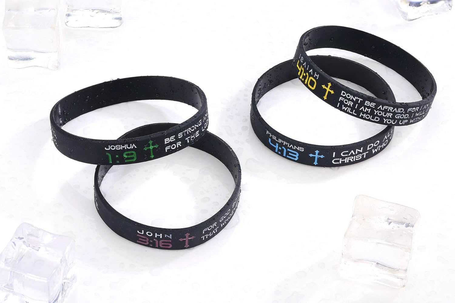 Juego de 4 pulseras motivacionales de silicona con versículos bíblicos de Filipenses 413, joyería religiosa cristiana, regalo para hombres y mujeres