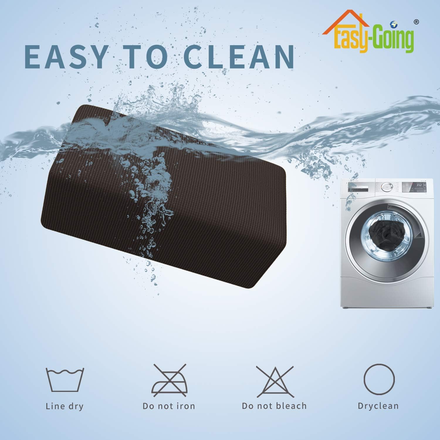 Easy-Going – Funda elástica para taburete otomano, funda protectora para muebles, funda rectangular con parte inferior elástica