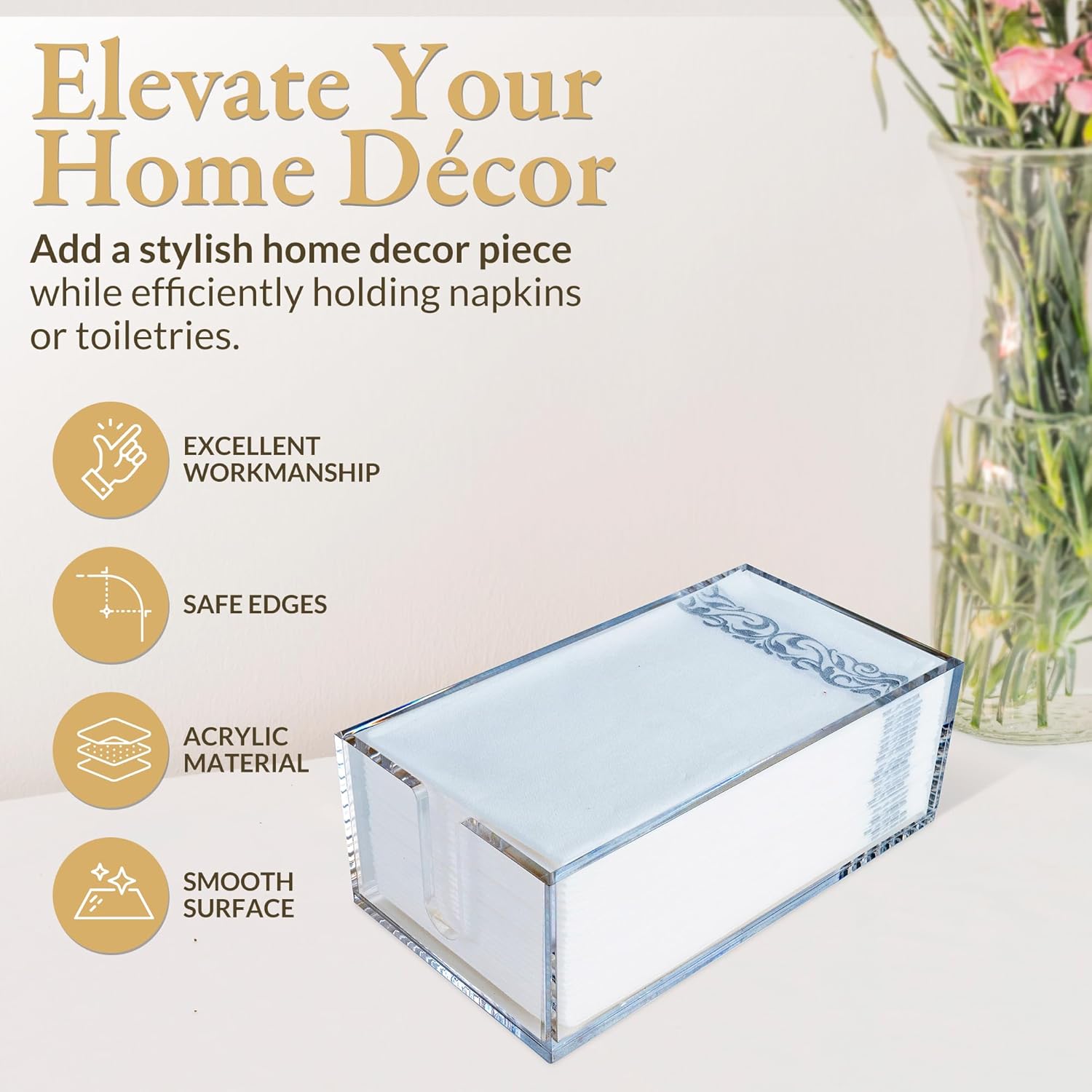 Servilletero de acrílico  Servilletero transparente y servilletero de cóctel para una decoración versátil del hogar  Ideal como servilletero