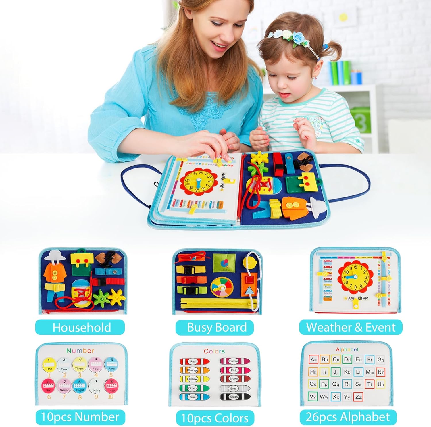 DICTAMNI Juguetes de mesa para niños de 1, 2, 3, 4 años, juguetes educativos sensoriales, tablero sensorial con hebillas, actividades educativas