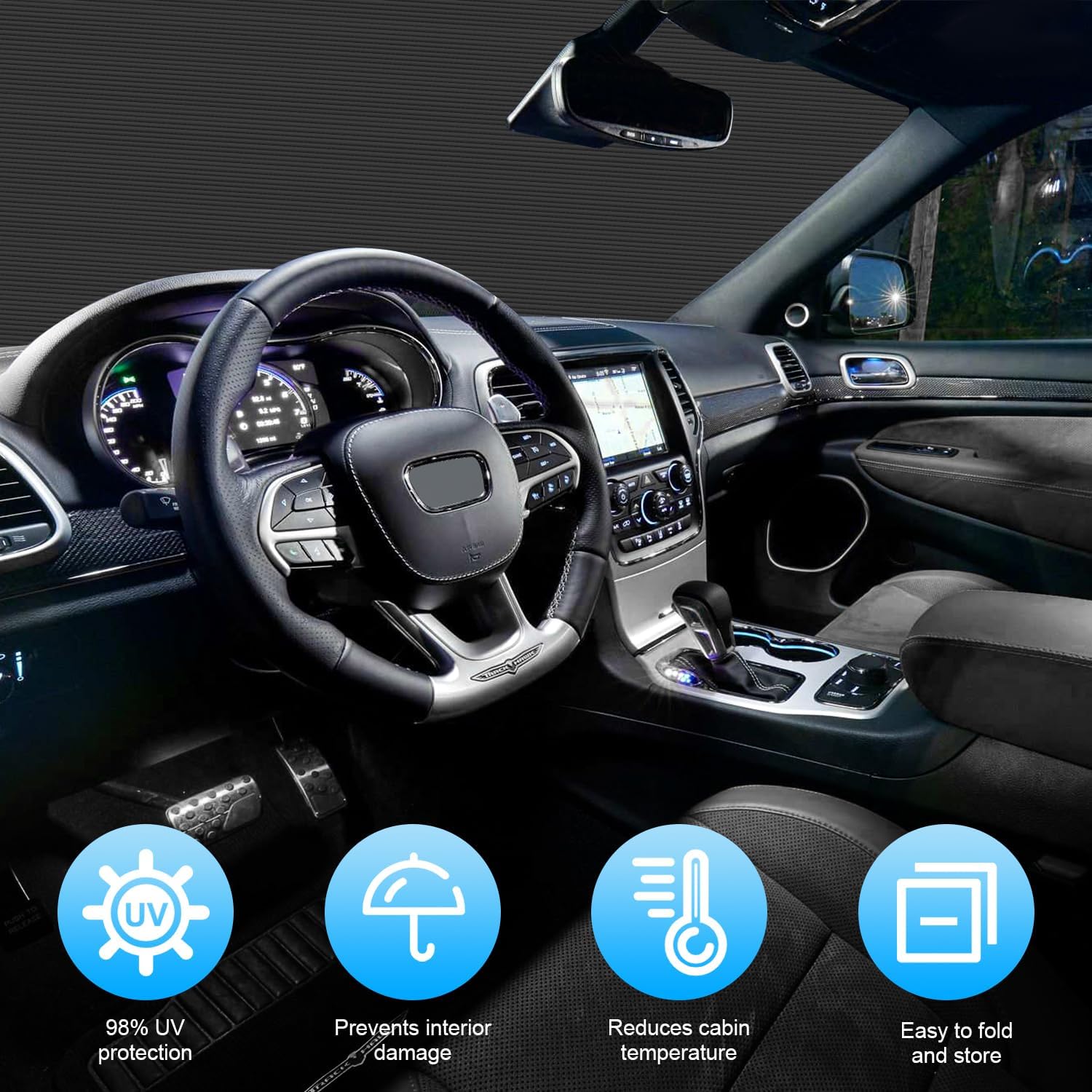 RT-TCZ Parasol para parabrisas Grand Cherokee, visera de ventana delantera para Jeep Grand Cherokee 2011-2020