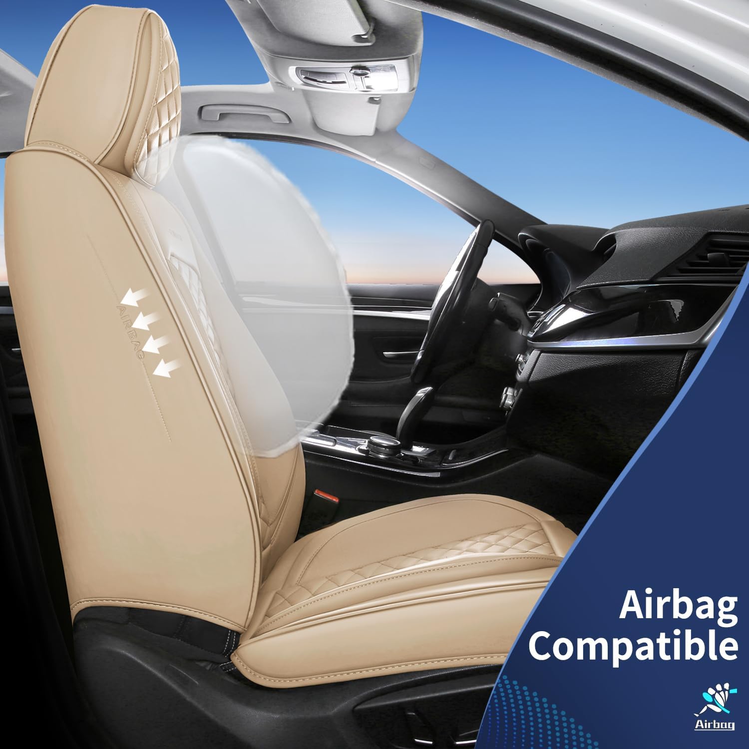 Juego completo de fundas de asiento de automóvil, fundas de asiento de cuero para automóviles, protector universal de asiento de automóvil
