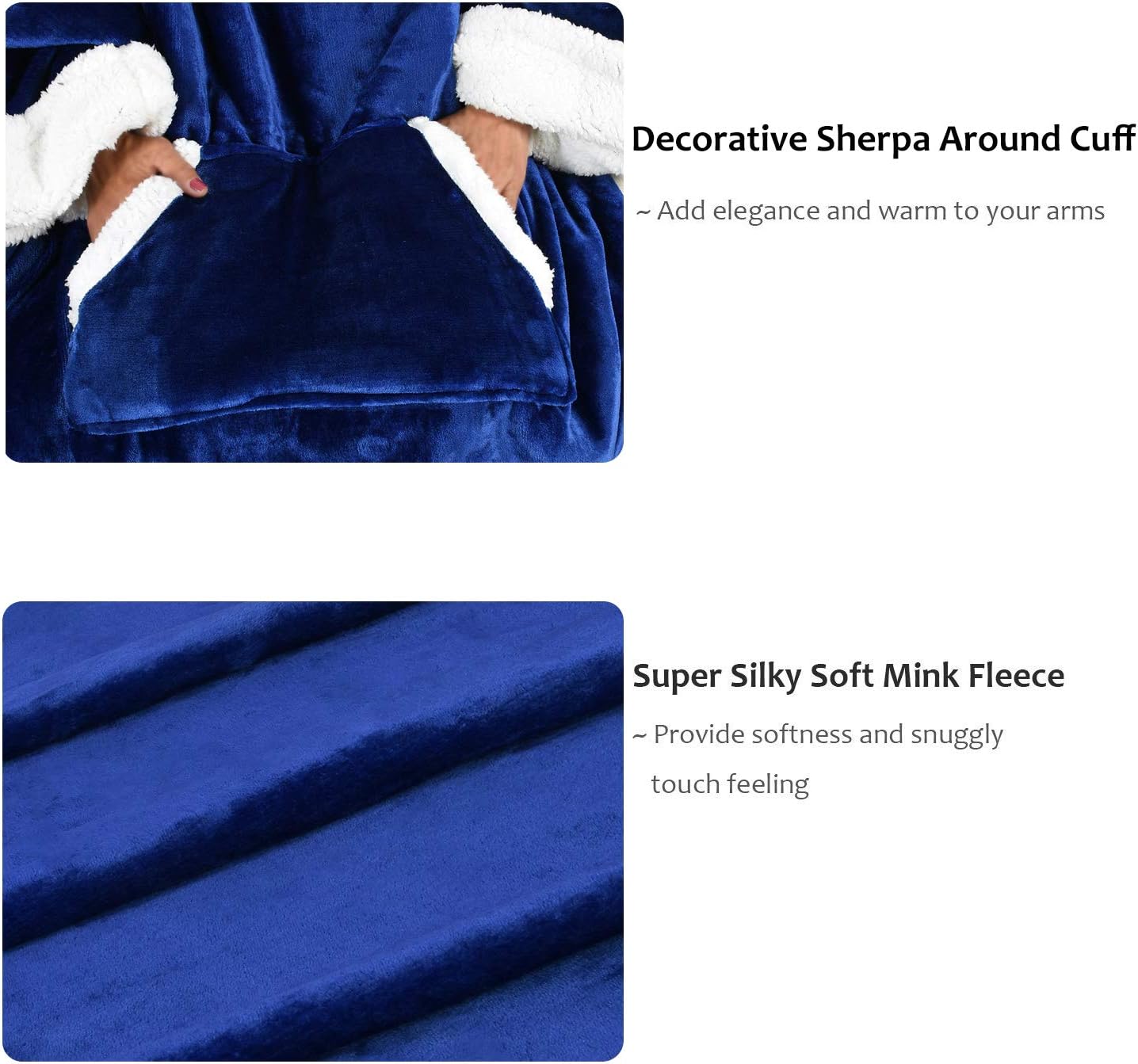 Tirrinia – Capa de manta de sherpa para adultos, muy suave, cómoda y cálida con mangas, para ver TV, para descansar en el sofá, de 72 x 55 pulgadas