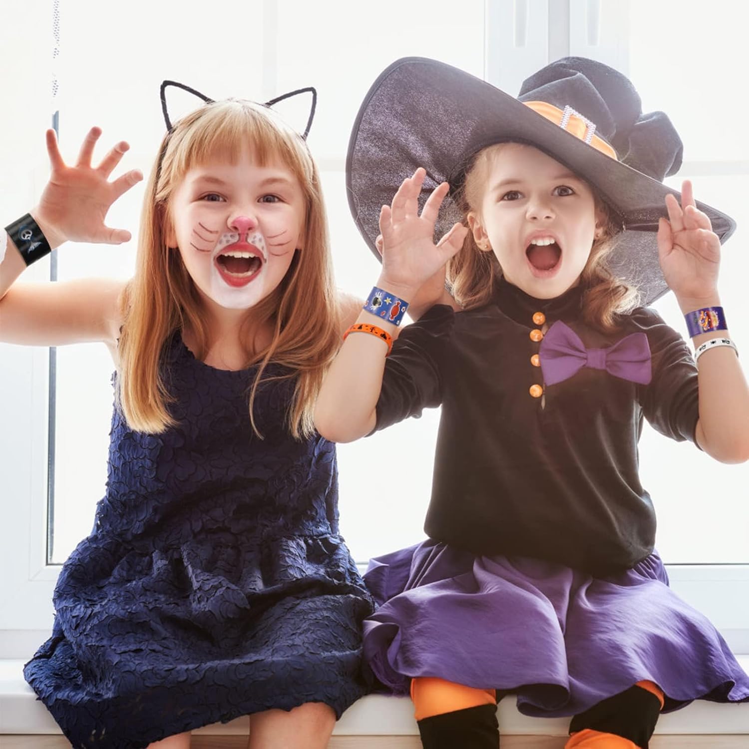 Garma 96 pulseras de goma para Halloween, regalos de fiesta de Halloween, regalos de Halloween para niños y niñas