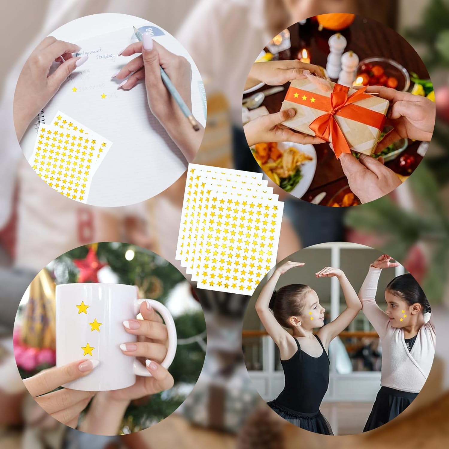 Calcomanías de estrella dorada de 0.3 pulgadas de diámetro, 3240 piezas, 30 hojas, calcomanías de recompensa para niños, ideales para gráficos de
