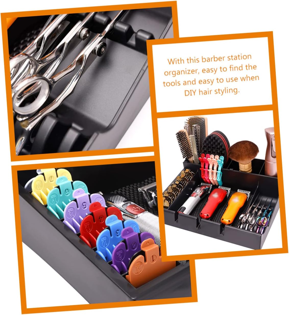 Clipper para estuche de almacenamiento, estación de corte de pelo portátil, recortadora profesional, peluquero con bandeja para el cabello, muescas,