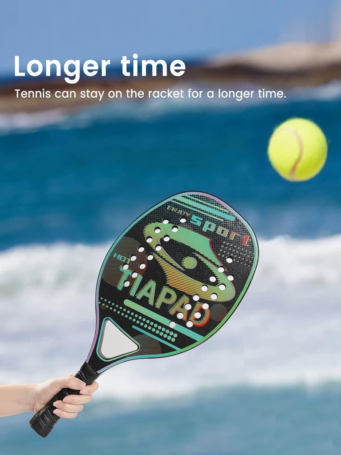Raqueta de tenis de playa de carbono, pala de tenis de playa con núcleo de espuma viscoelástica EVA, pala de 0.866in de superficie de arena de 28