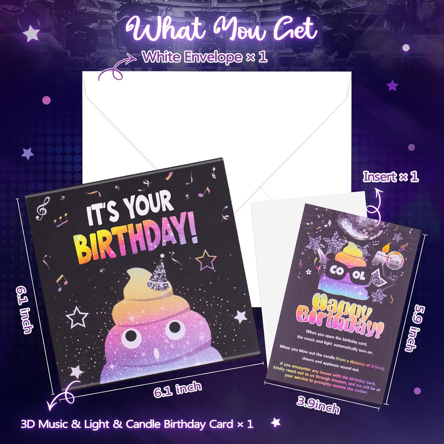 Tarjeta de cumpleaños  Tarjetas de cumpleaños musicales desplegables con luces  Vela soplada y juega mecedora tarjeta emergente de música de feliz