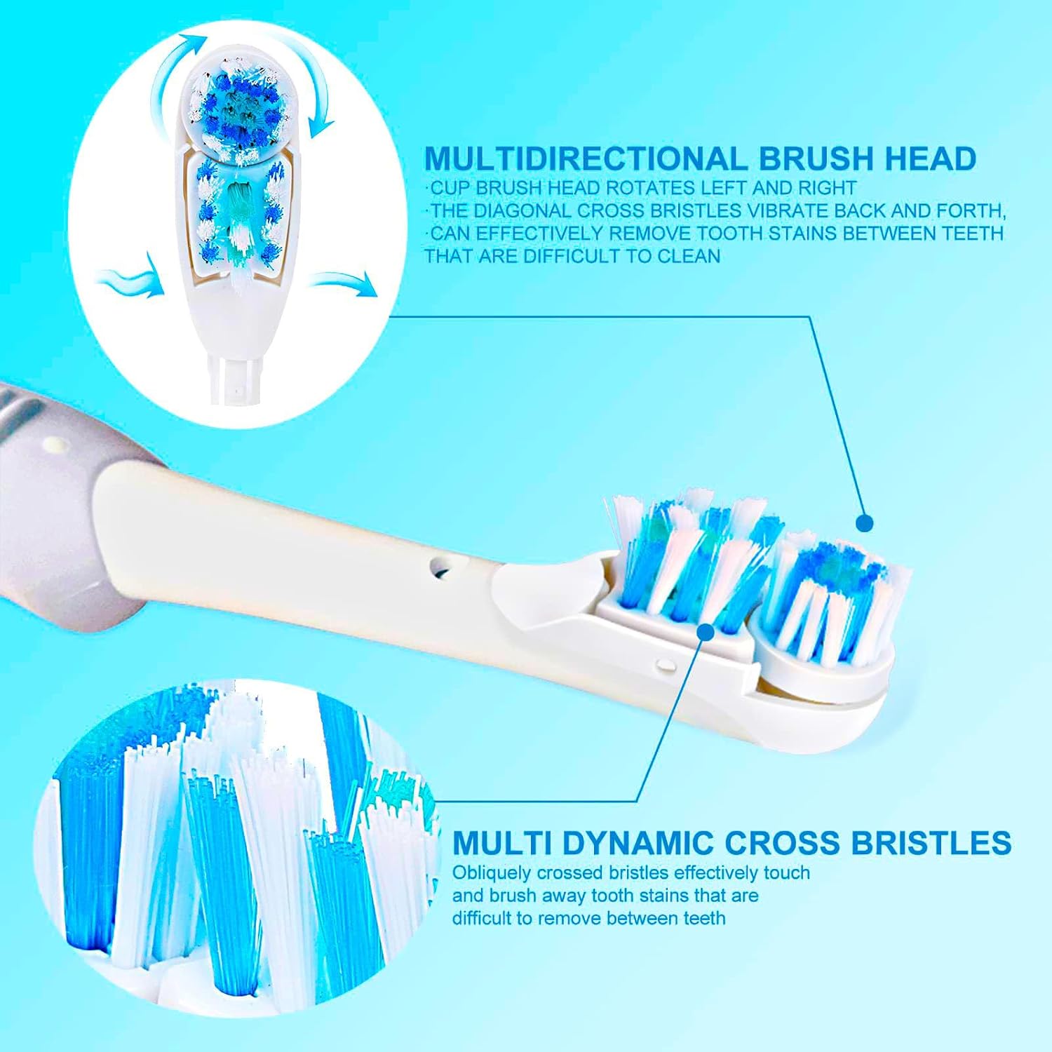 Cabezales de repuesto para cepillos de dientes eléctricos de repuesto sensibles (4 unidades), juegos giratorios de limpieza dual compatibles con
