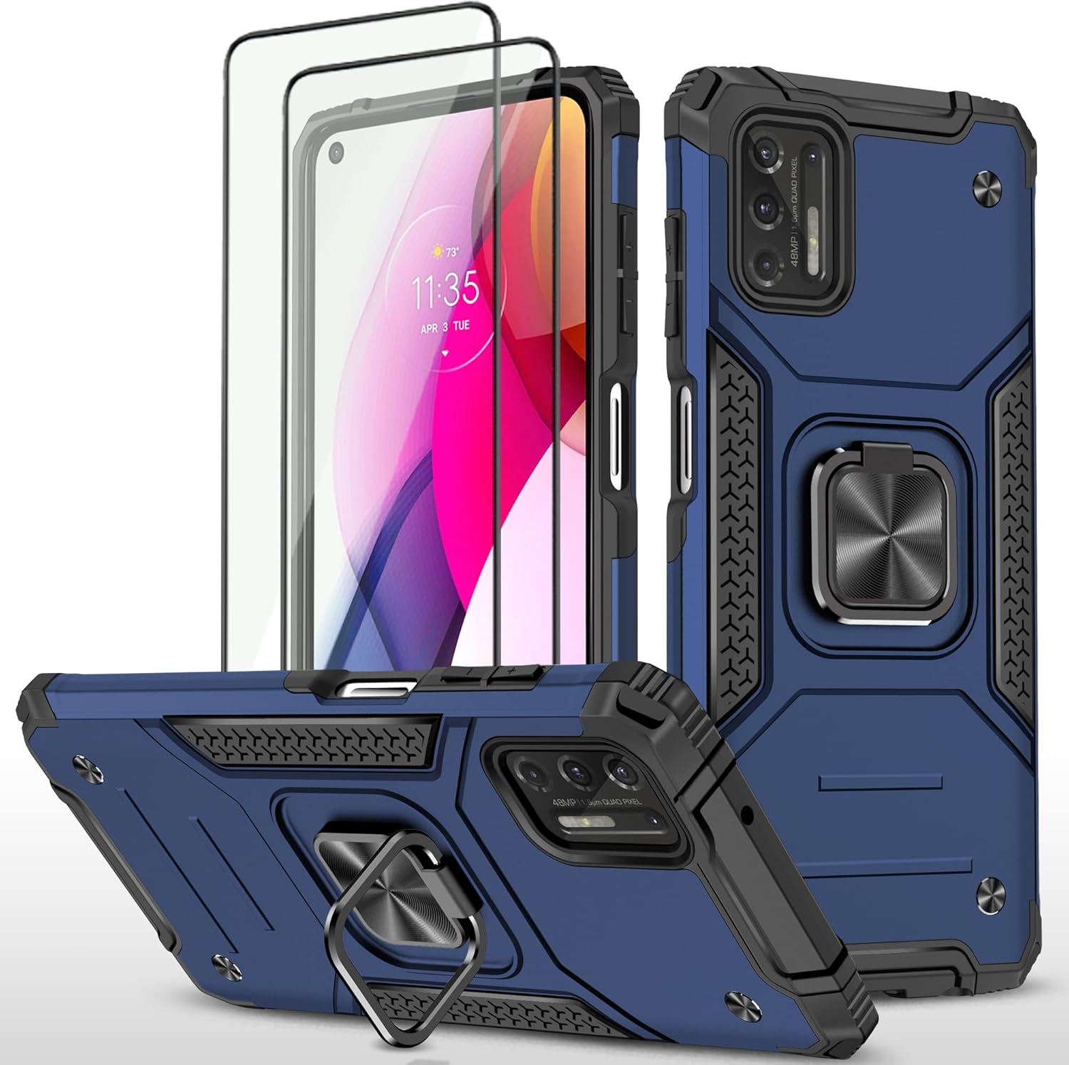 AYMECL Funda para Moto G Stylus 2021 (no compatible con 5G), Motorola Moto G Stylus 2021 con película nano a prueba de explosiones 2 unidades, grado