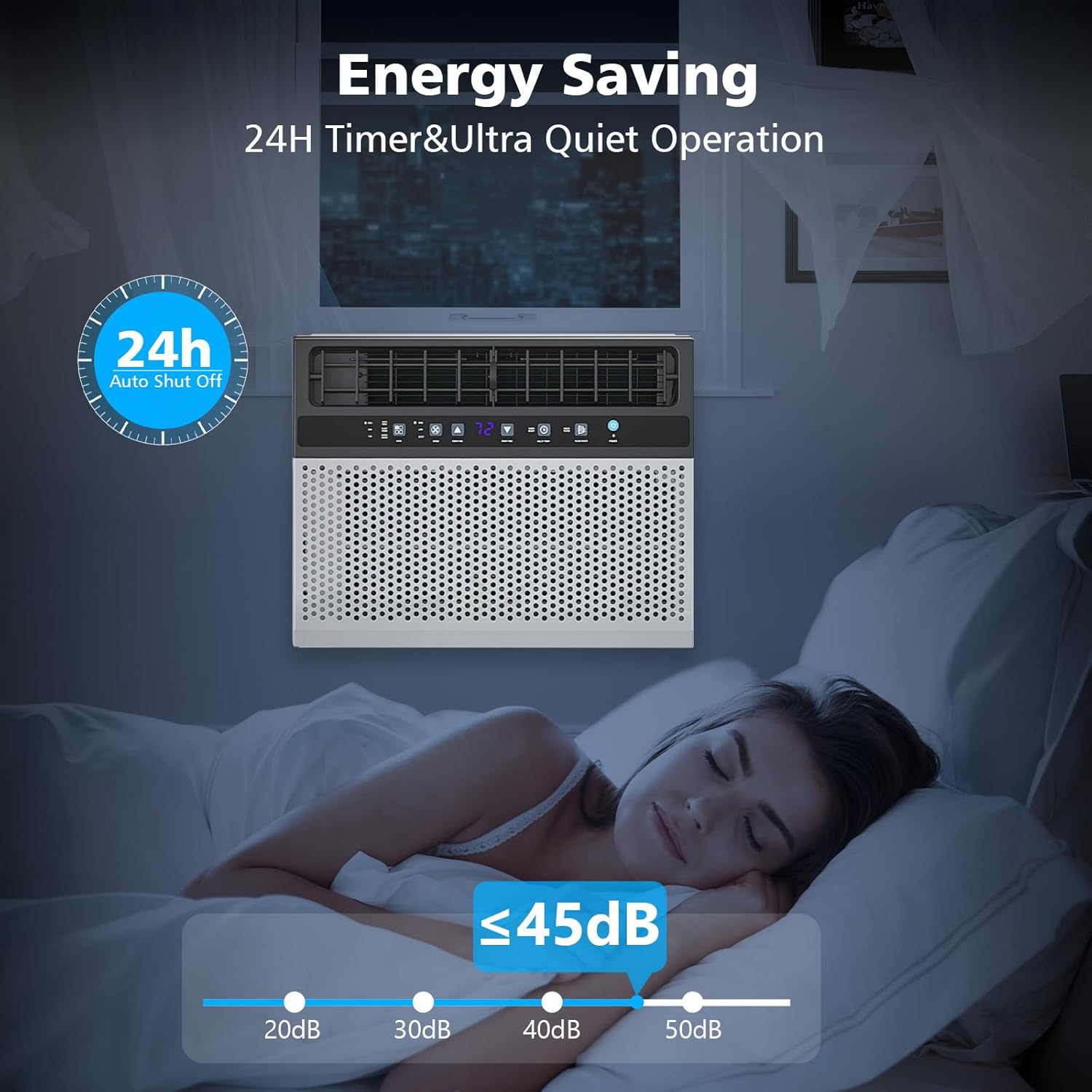 Joy Pebble Aire acondicionado de ventana de 12000 BTU, unidad de ventana de CA 3 en 1 para enfriar la habitación hasta 550 pies cuadrados,