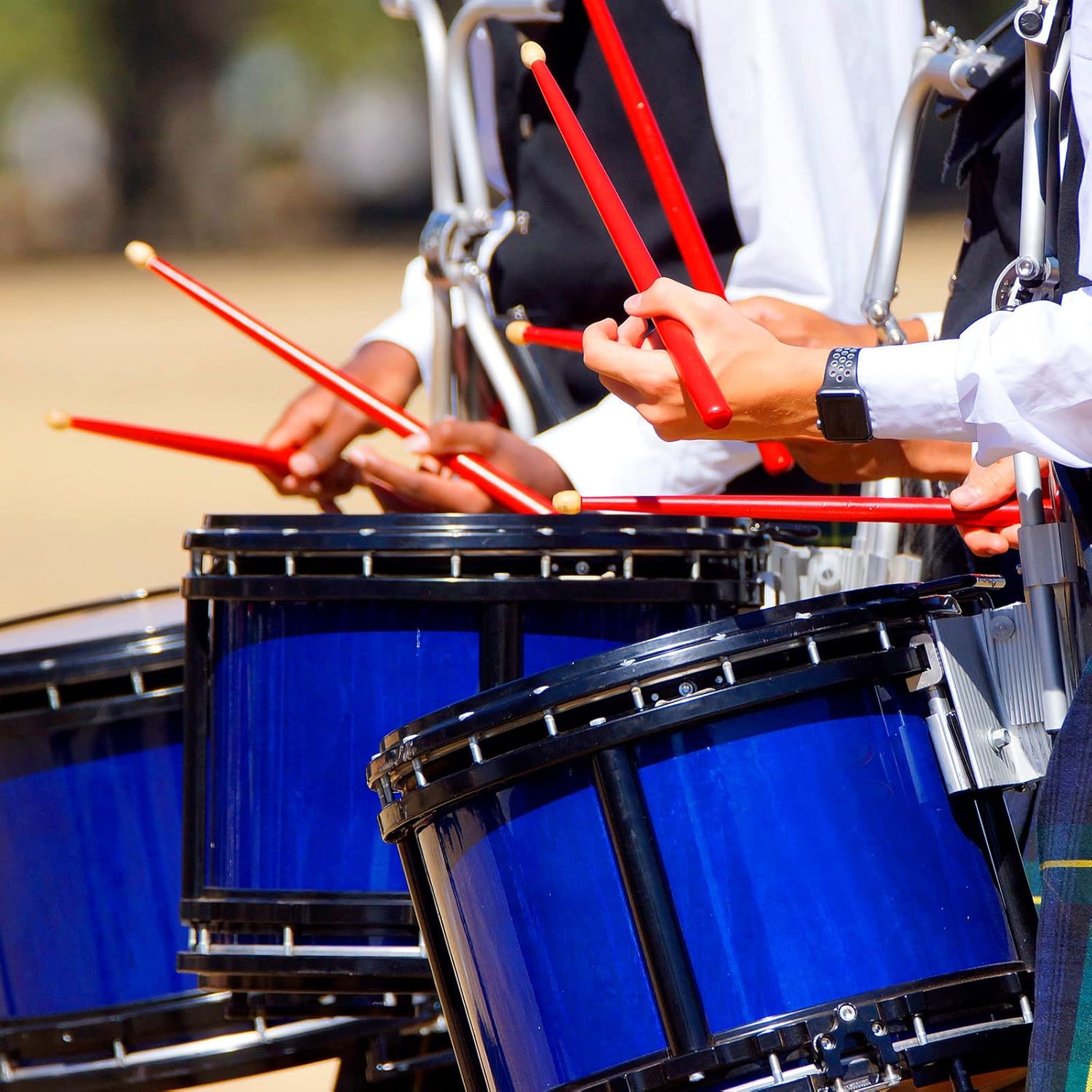 PATIKIL Bastón de metal 5A antideslizante para tambor de jazz, batería electrónica, instrumento musical, percusión dorada, 1 par