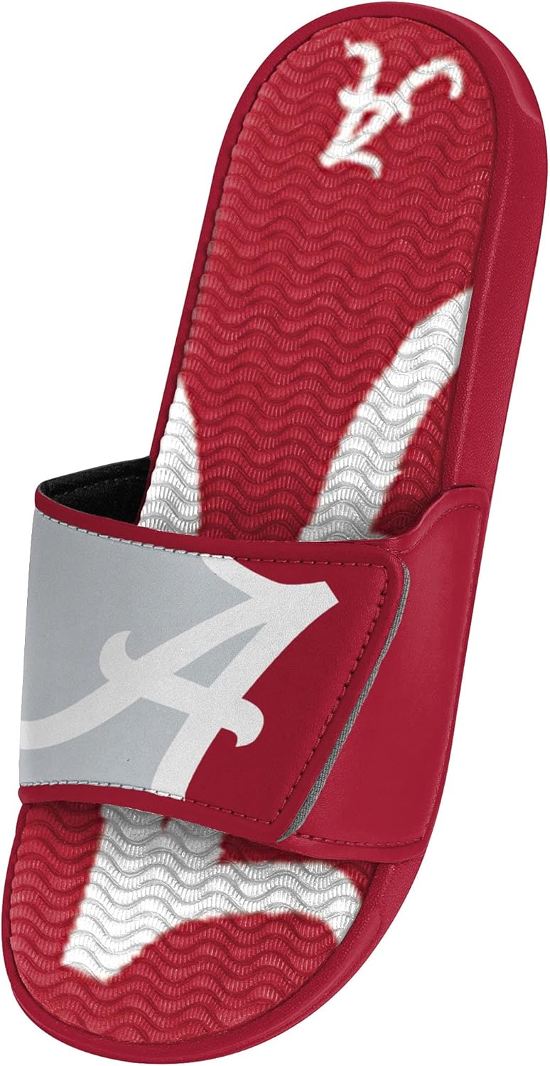 FOCO NCAA Chancletas deportivas de hombre de los Alabama Crimson, chinelas de gel para ducha con logo grande en colores, talla XL (13-14)