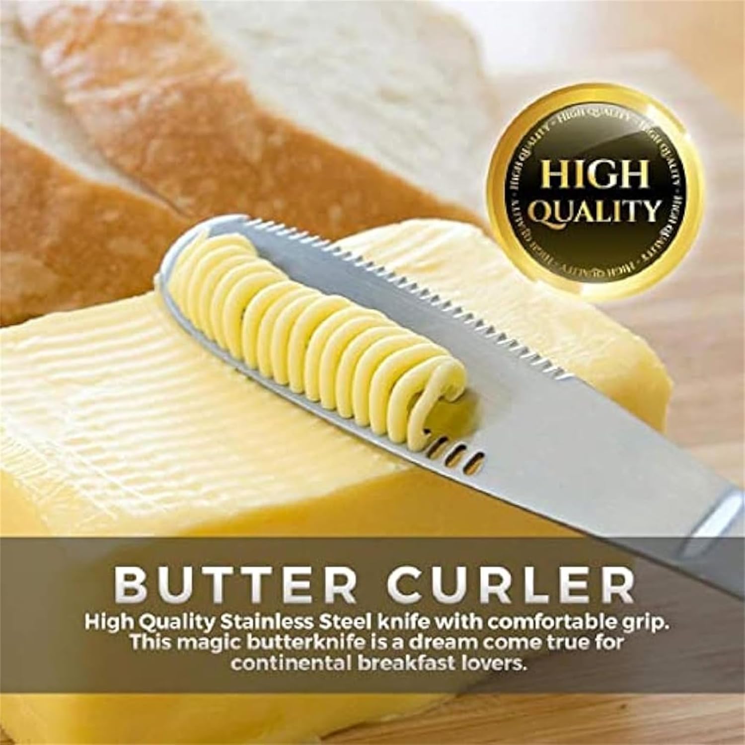 Cuchillo esparcidor de mantequilla de acero inoxidable con asa, cuchillo de rebanador 3 en 1, cuchillo de mantequilla esparcidor y rizador con