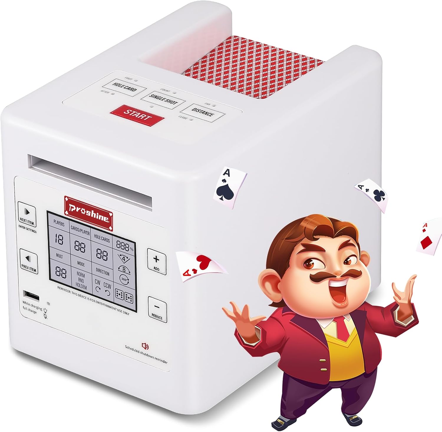 Proshine Máquina distribuidora de tarjetas, distribuidor automático de tarjetas para 2 a 12 jugadores, máquina distribuidora de tarjetas giratoria
