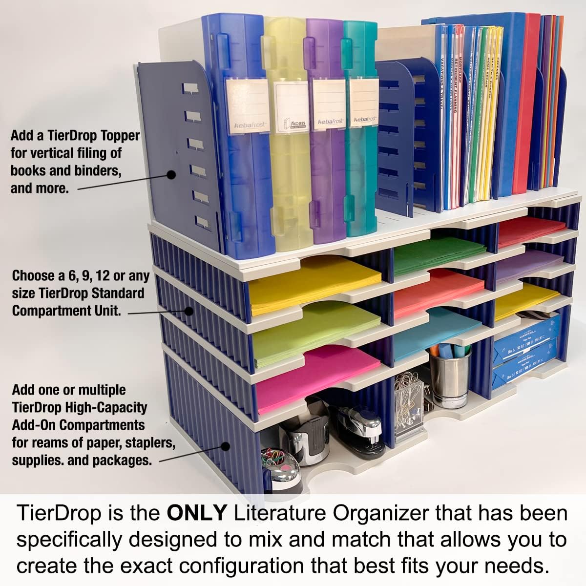 Ultimate Office TierDrop Jumbo Clasificador de pared alta de 12 compartimentos  Ordena documentos, formularios y correos  Características de
