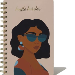 Diario encuadernado en espiral de tapa dura, Hustle Harder, 240 páginas rayadas para escritura y cuidado personal Diario encuadernado en espiral de tapa dura, Hustle Harder, 240 páginas rayadas para escritura y cuidado personal