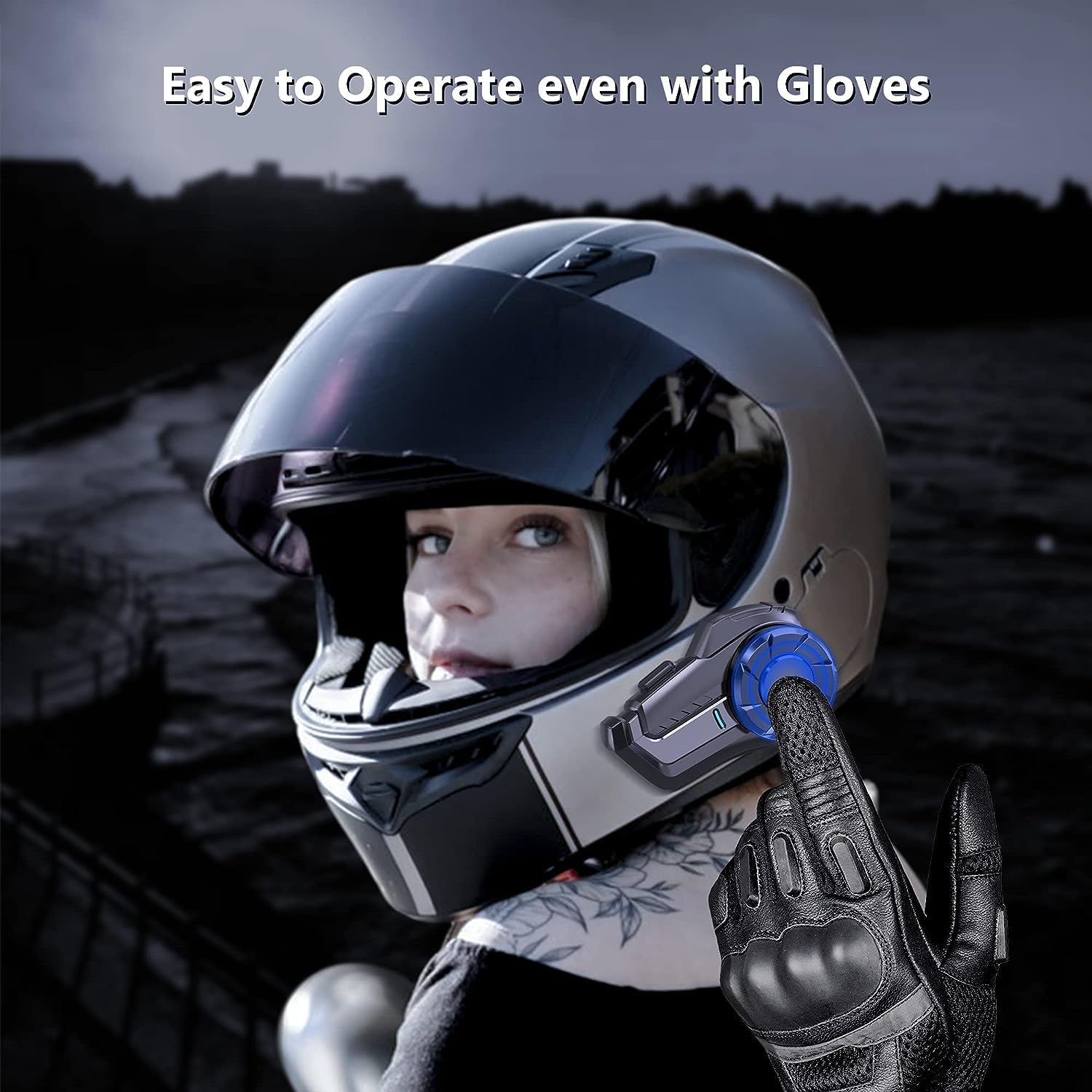 Zhongreat Casco de motocicleta Bluetooth 5.0 Auriculares, Intercomunicador inalámbrico Dirtbike al aire libre sistema de comunicación hasta 800M