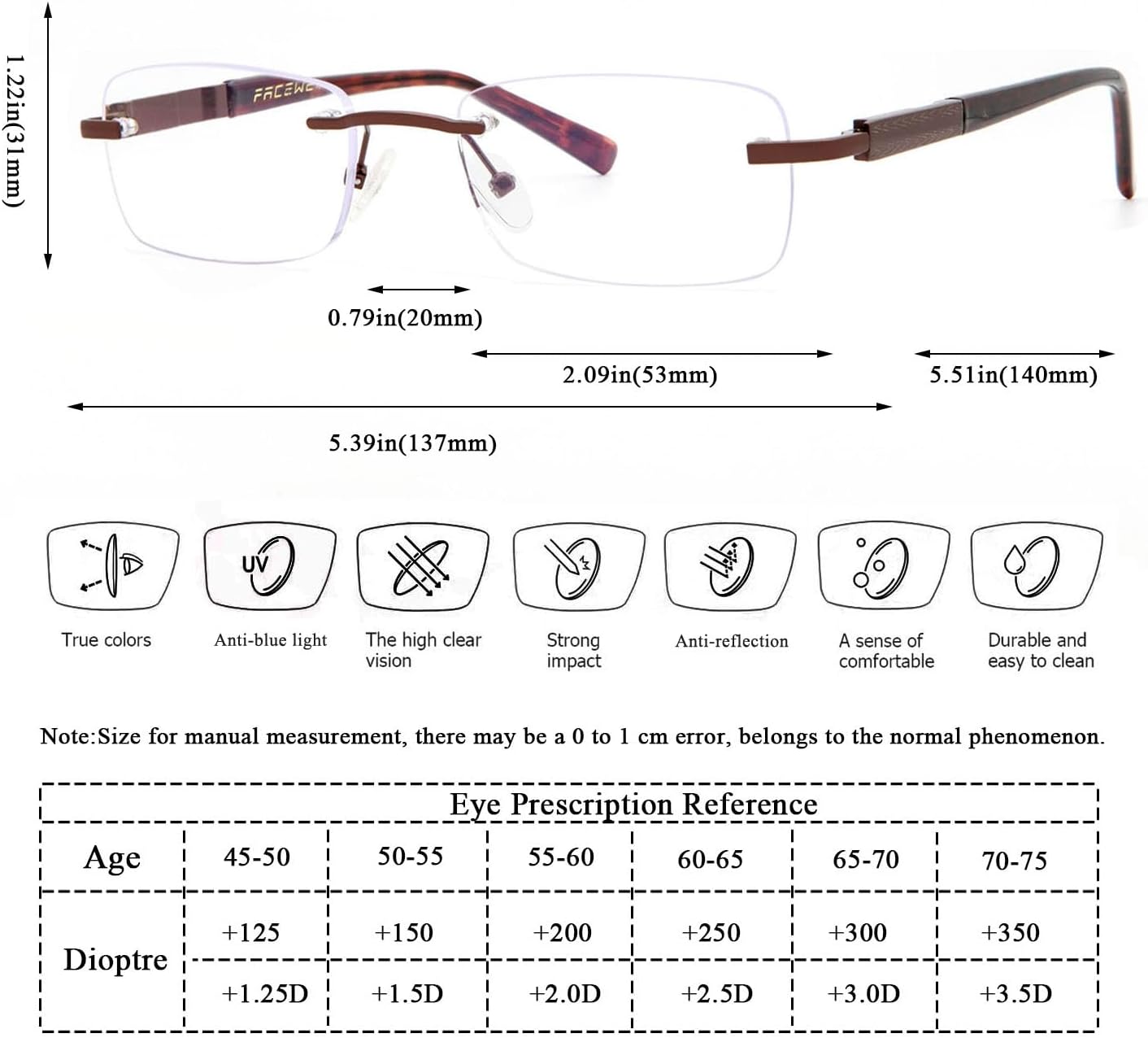 Gafas de lectura sin montura para hombre, con bloqueo de luz azul, lentes de metal para hombre, antideslumbramiento