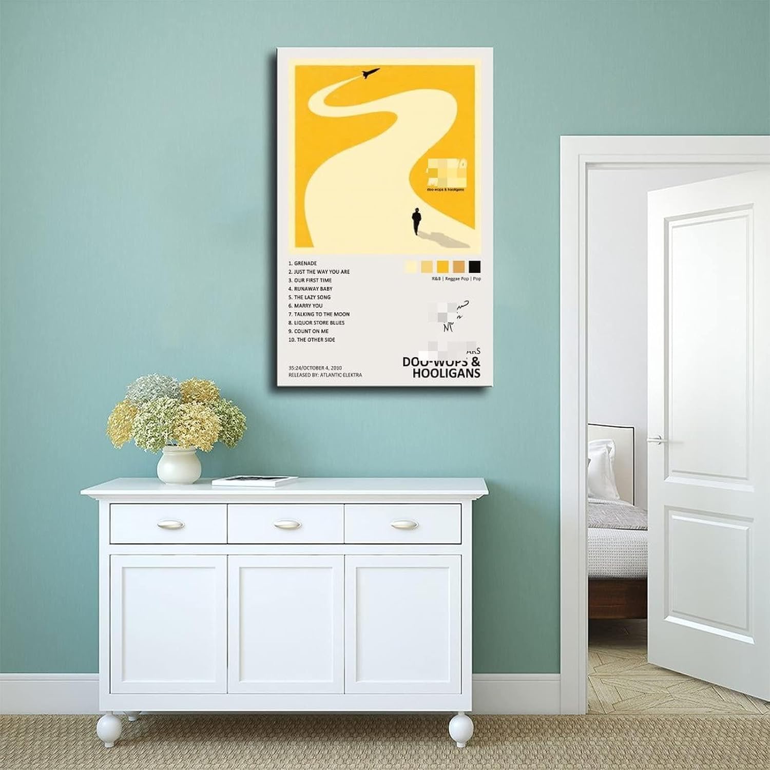 YEZLH Doo-Wops & Hooligans – Póster de álbum de música firmado de edición limitada, póster de lienzo para decoración de pared, pintura para sala de
