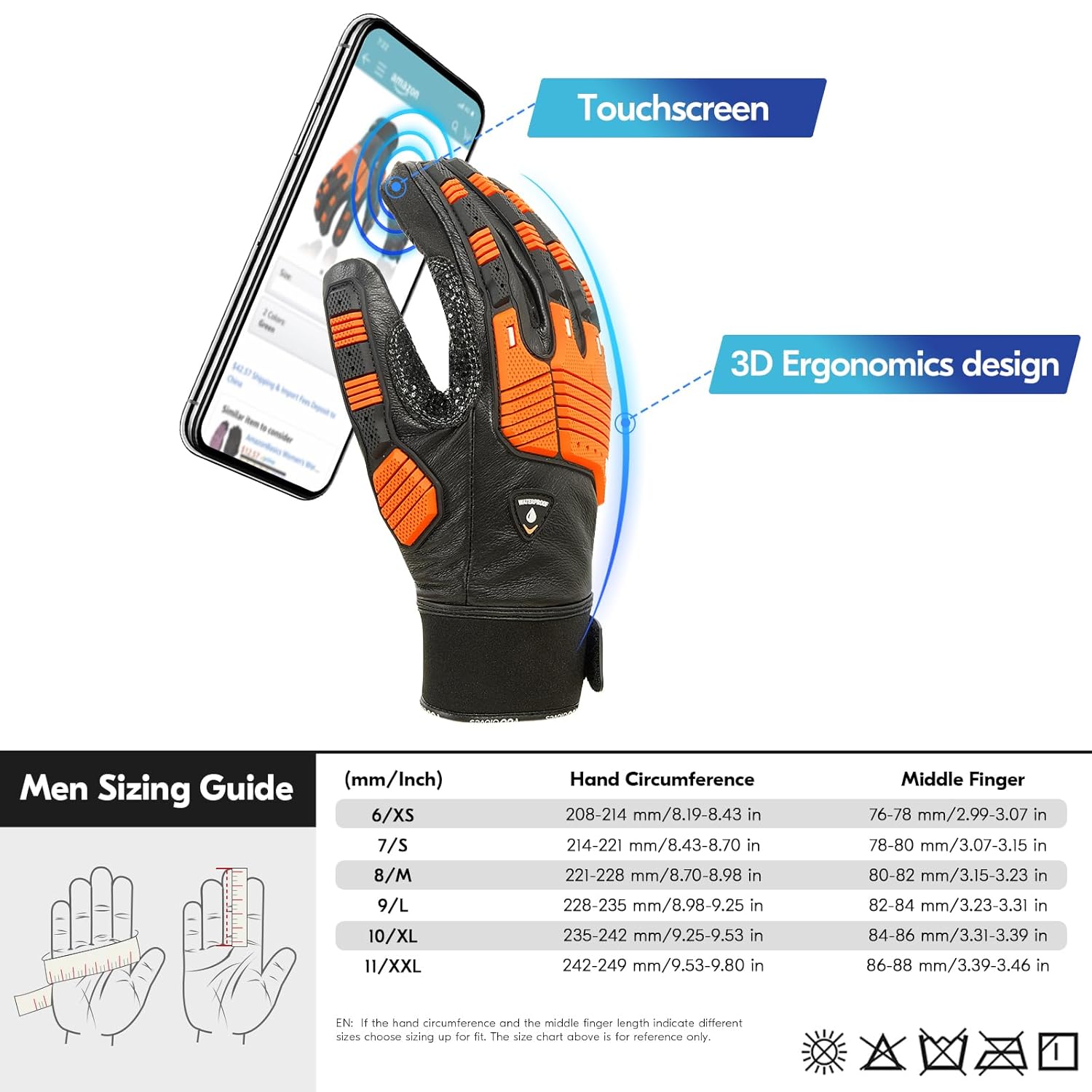 Vgo… -4.0 F-4F COLDPROOF,Guantes de cuero de trabajo de invierno, guantes de mecánico, guantes de impacto, guantes antivibración, resistentes,