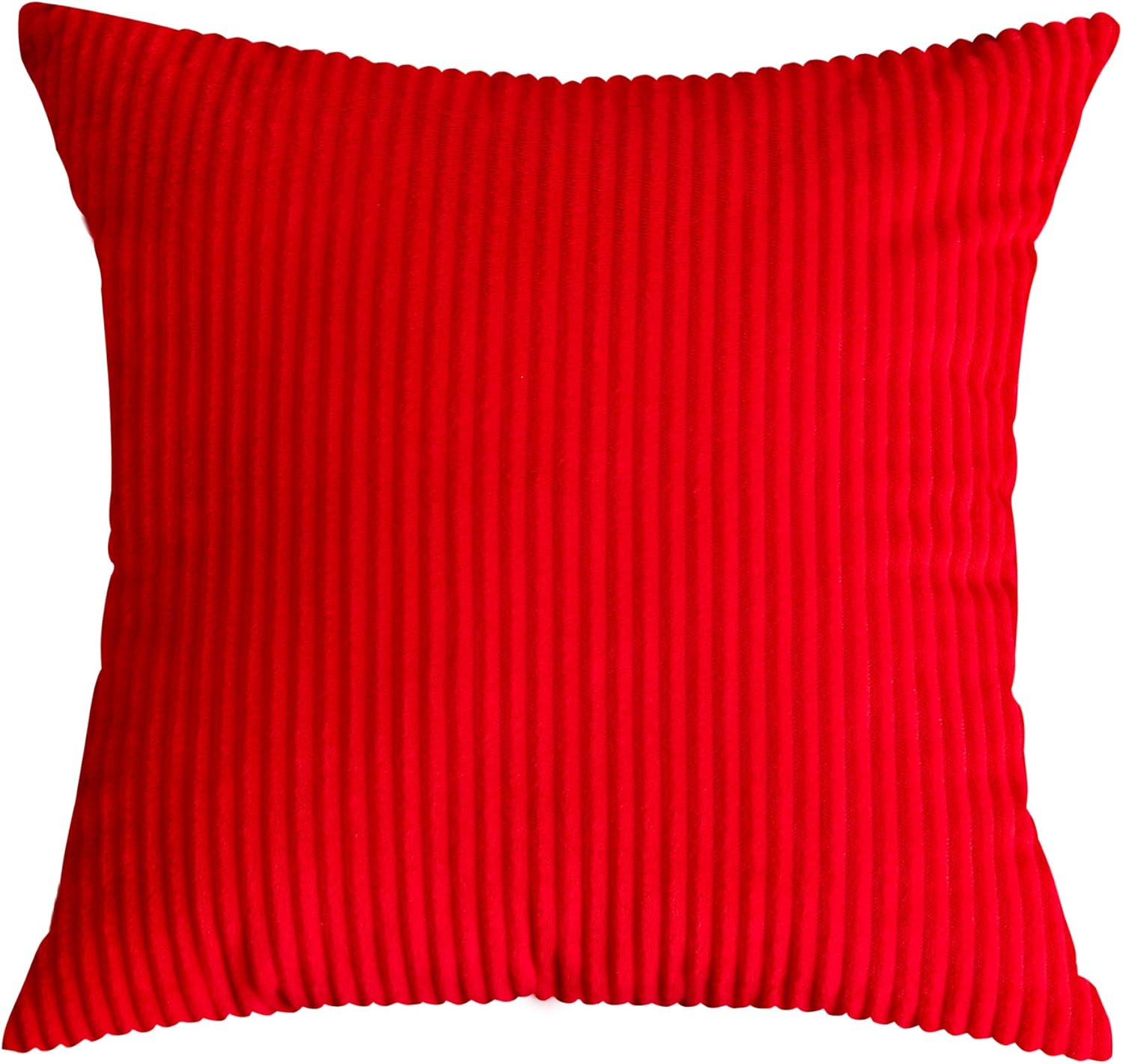 TangDepot, Juego de 2 fundas de almohada decorativas de pana a rayas de terciopelo sólido a rayas (14 x 14 pulgadas, 2 piezas, color rojo A80)