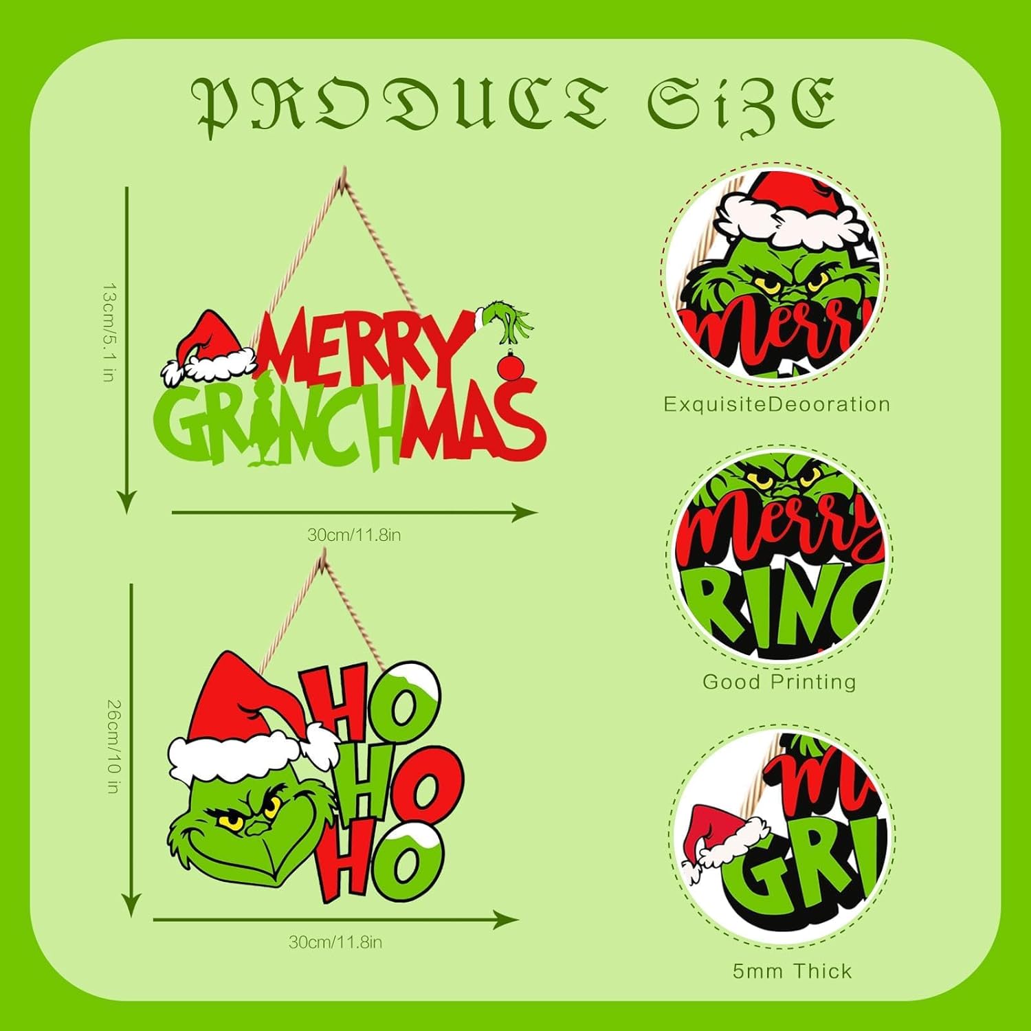 2 letreros de Navidad para puerta, letreros colgantes de madera de Navidad, placa de madera, decoración de puerta de madera, letreros colgantes para