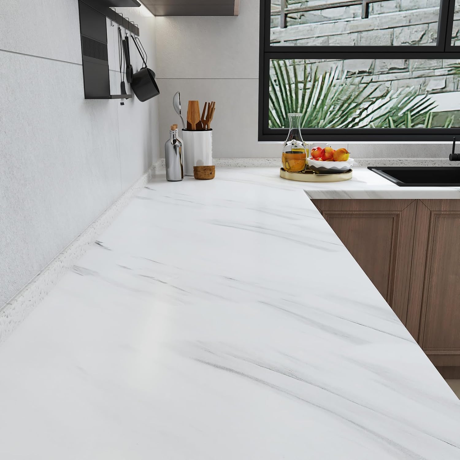 Livelynine Papel de contacto de mármol blanco de 15.8 x 197 pulgadas para encimeras, papel tapiz impermeable para paredes de baño, autoadhesivo,