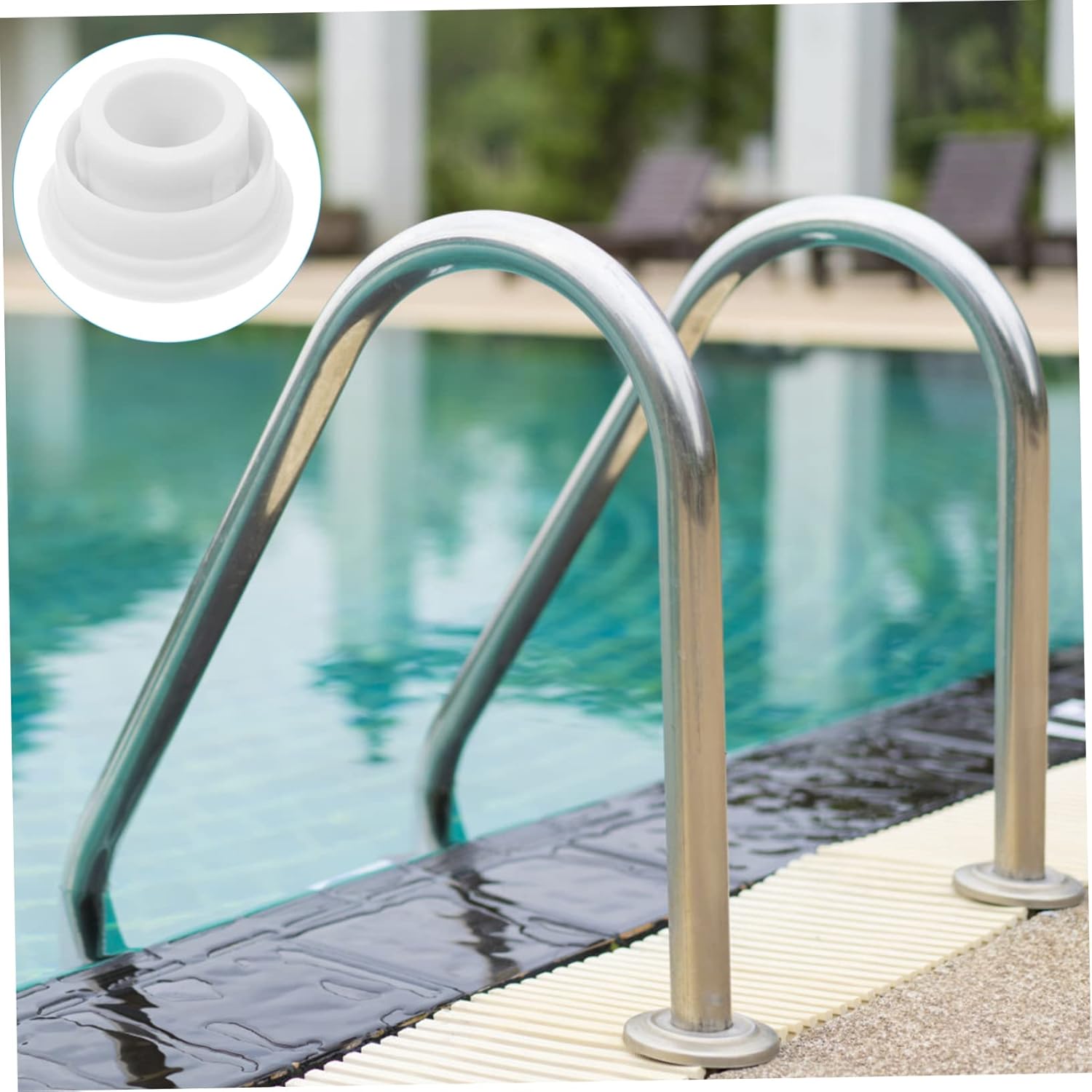 Tapón de goma para piscina, escalera mecánica, accesorios blancos, accesorios de escalera, flotador, escalera de piscina, tapones de agujero de