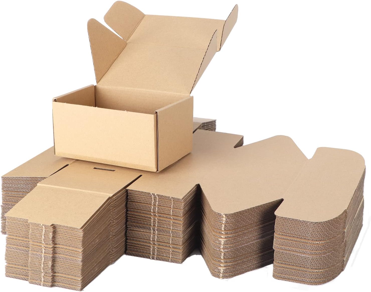 PHAREGE Paquete de 50 cajas de envío de 6 x 4 x 3 pulgadas, cajas de regalo de cartón marrón con tapas para envolver regalos para mujeres y hombres,