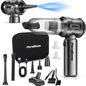 PeroBuno Aspirador de coche de alta potencia, 18 KPa potente, 35 minutos de tiempo de funcionamiento, 3 engranajes, plumero de aire comprimido 2 en PeroBuno Aspirador de coche de alta potencia, 18 KPa potente, 35 minutos de tiempo de funcionamiento, 3 engranajes, plumero de aire comprimido 2 en