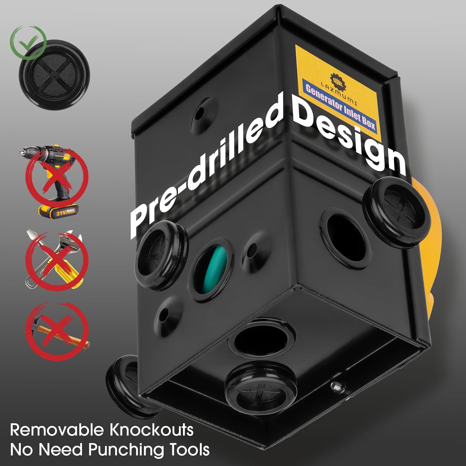 LAZMUMI Cable de alimentación para generador de 50 amperios y 25 pies y caja de entrada de alimentación, kit combinado impermeable, 125V250V 50A